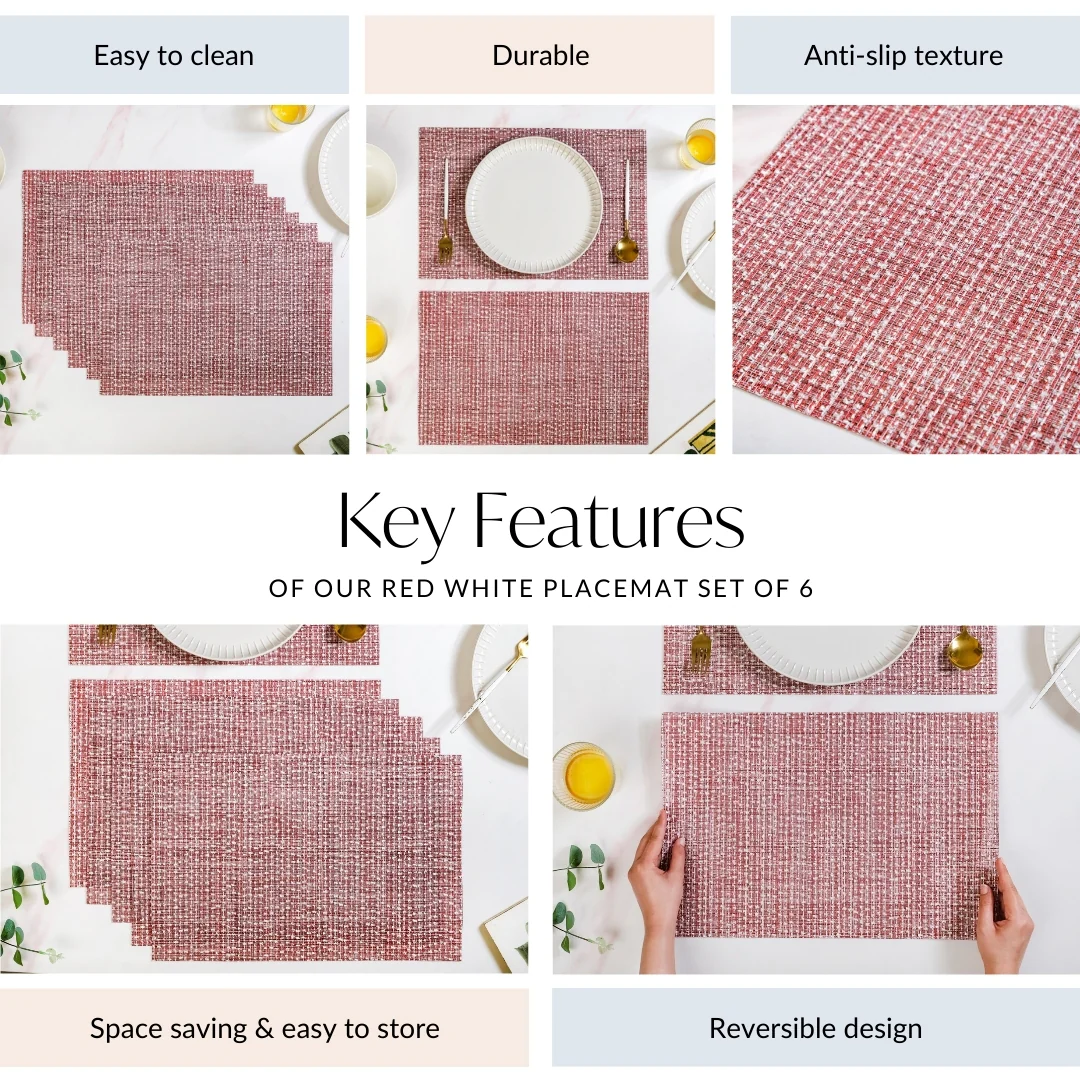 Red White Placemat Set Of 6 - Image 5