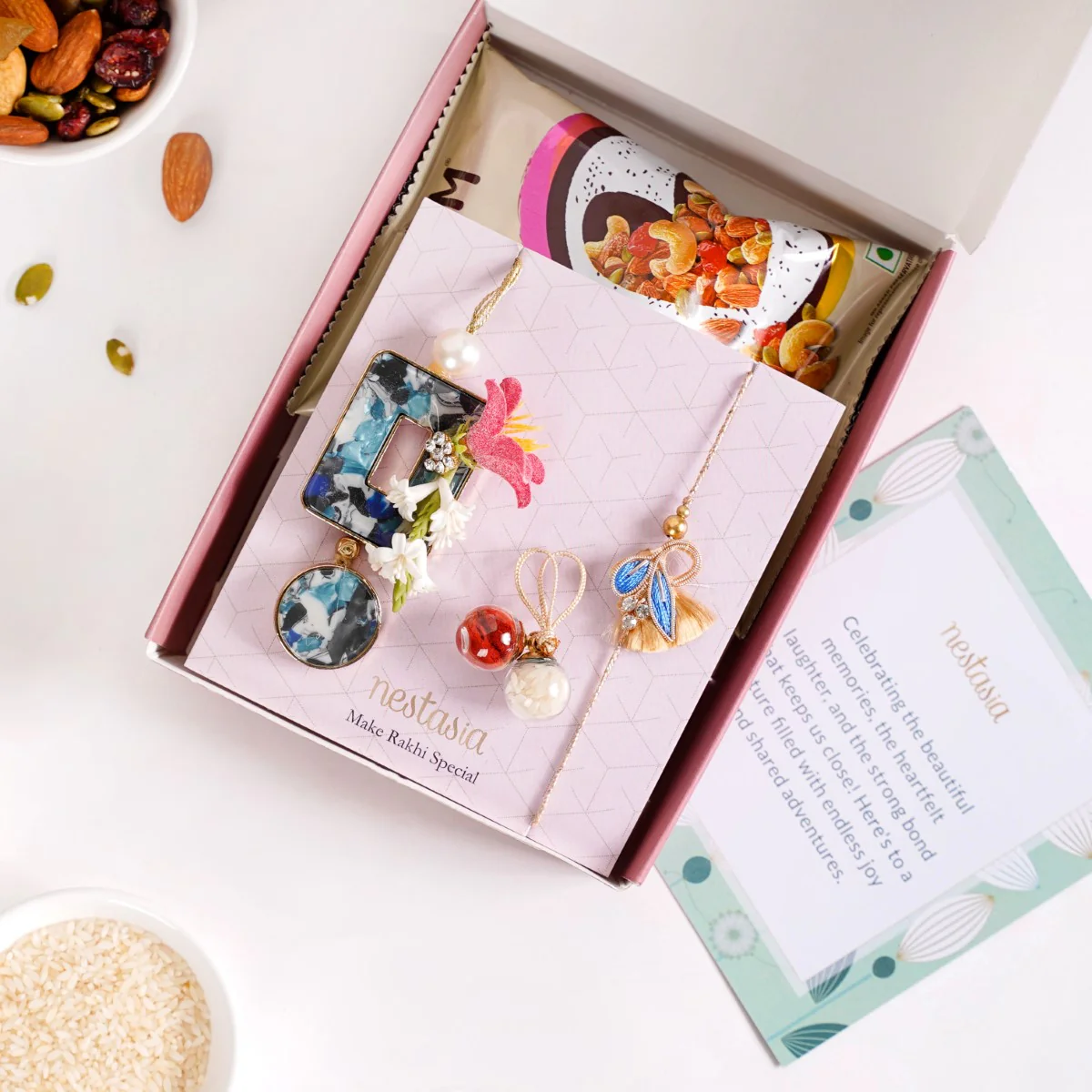 Regal Blue Rakhi Hamper For Couples Set Of 4 With Gift Box - Image 2