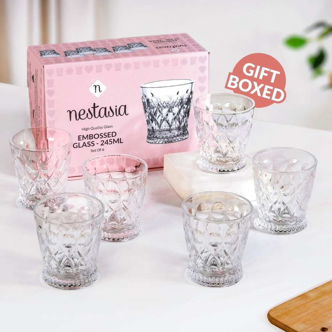 Regal Cut Embossed Glass Set Of 6 245ml - Image 7