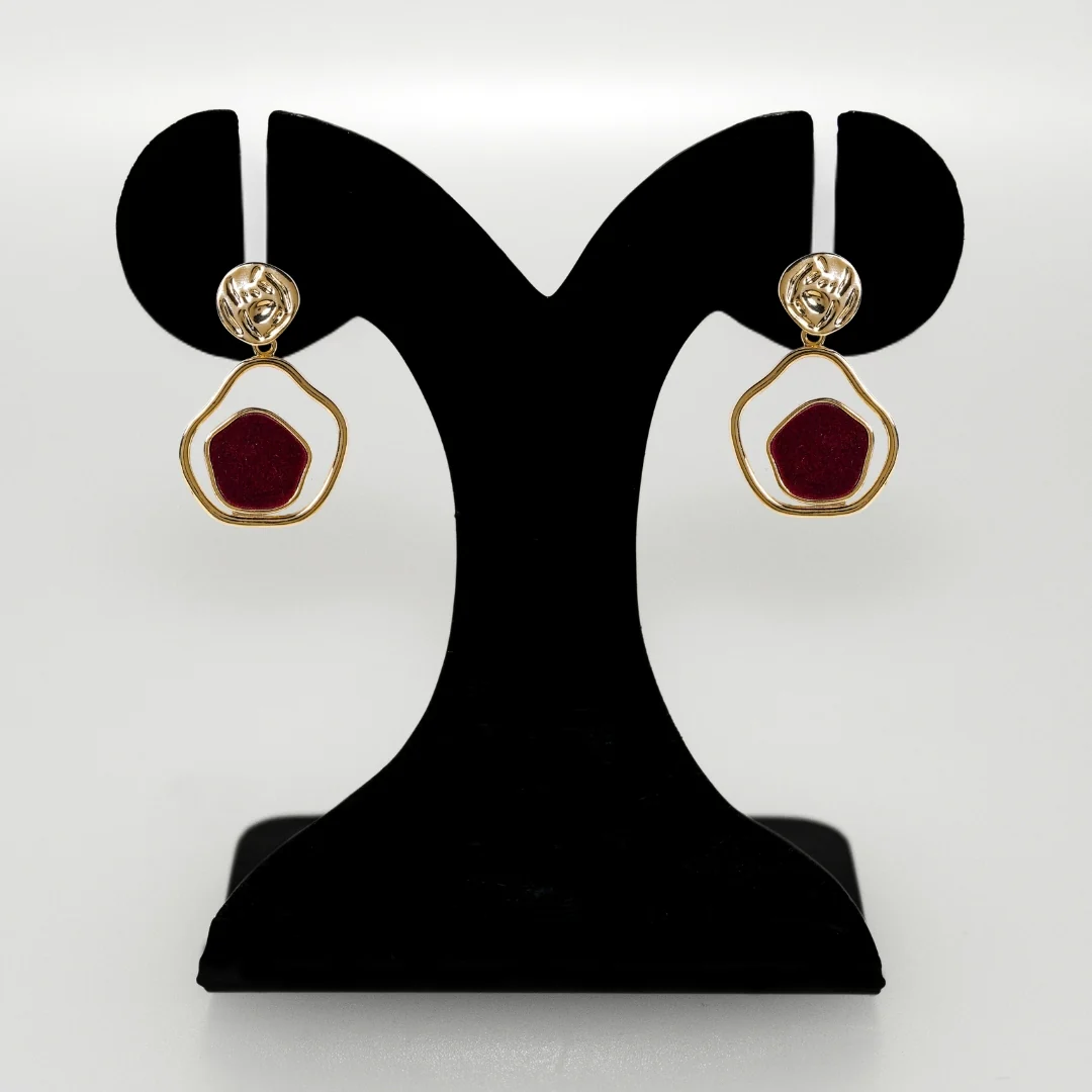 Regal In Velvet Asymmetric Gold Danglers - Image 6