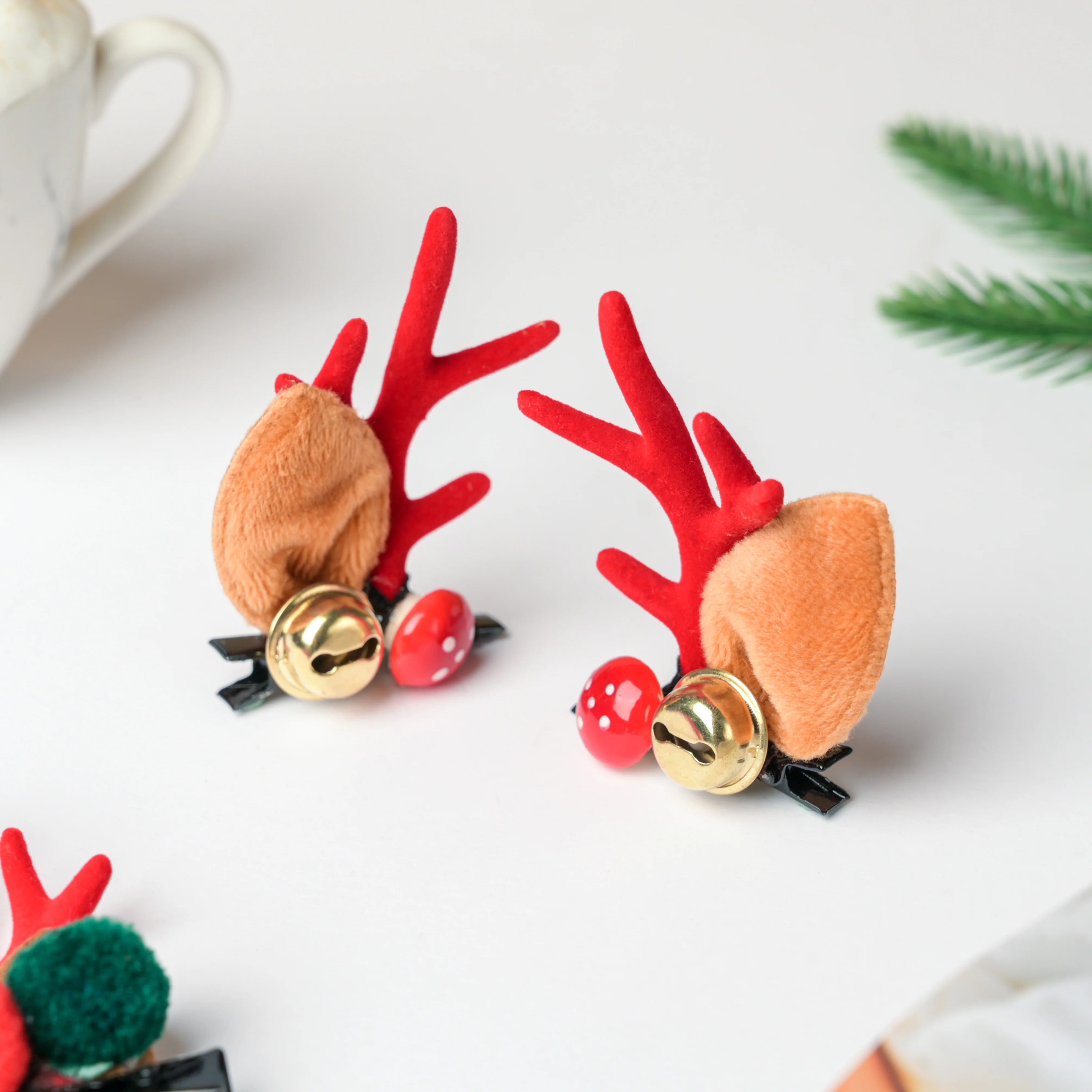 Reindeer Christmas Bell Hairclip Set of 2 - Image 4