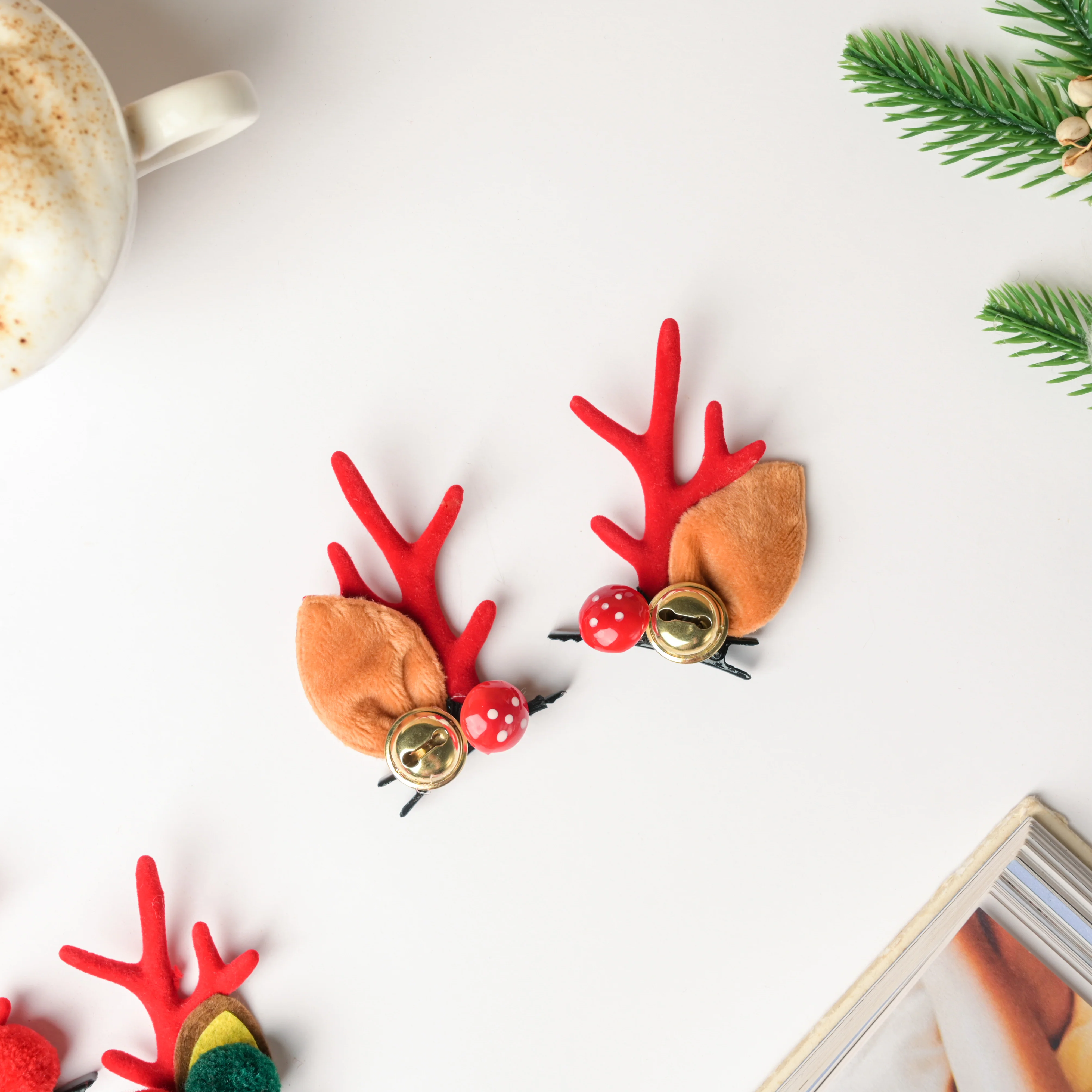 Reindeer Christmas Bell Hairclip Set of 2 - Image 5
