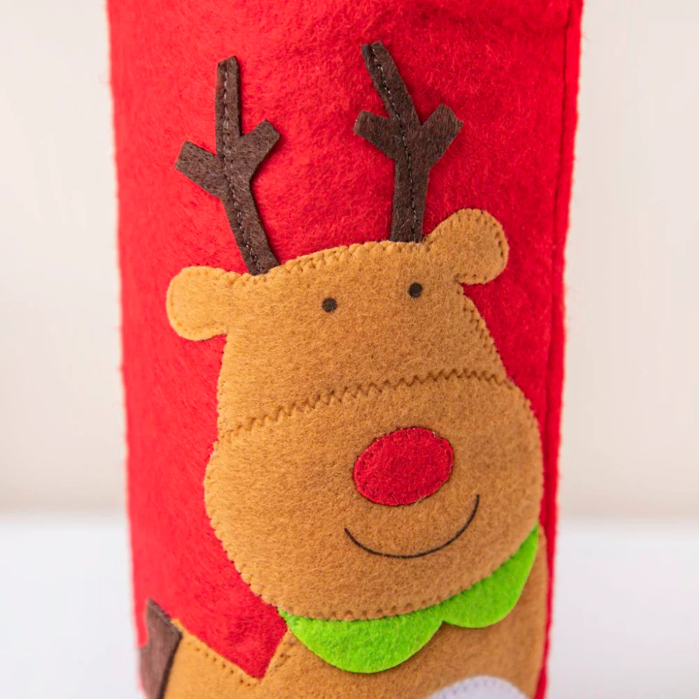 Reindeer Christmas Gift Bag For Wine Red 12 Inch - Image 4