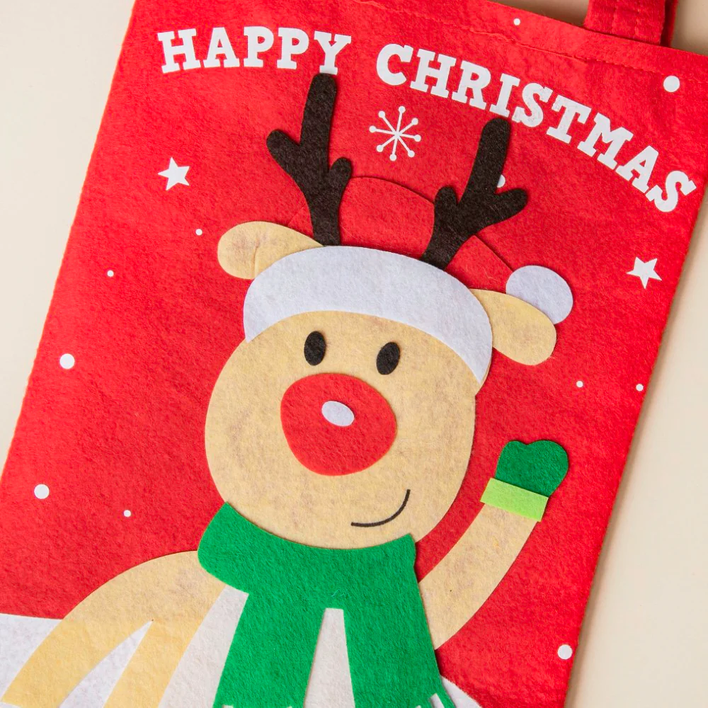 Reindeer Christmas Gift Bag Red 10.5 Inch - Image 5