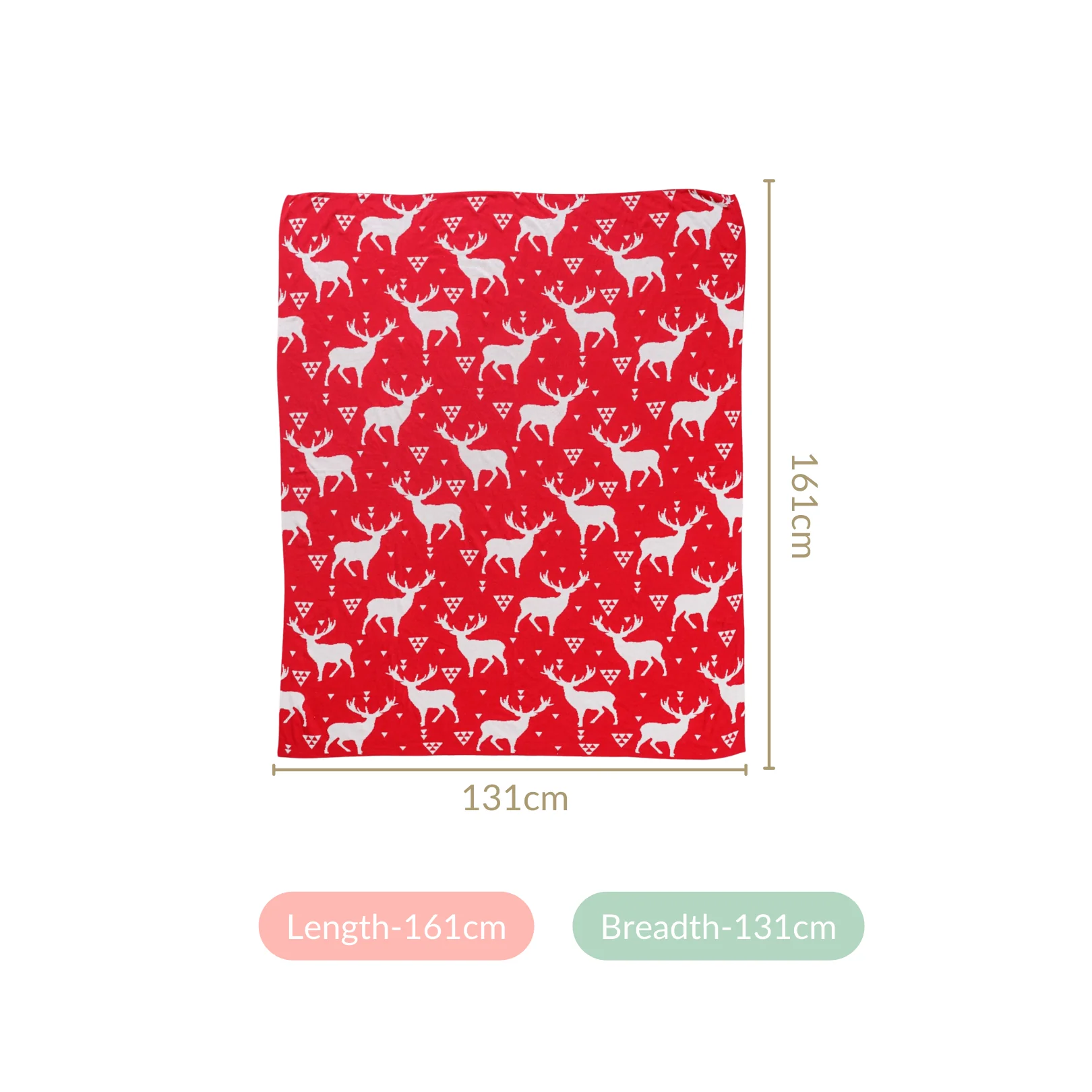 Reindeer Reversible Throw Blanket Red White - Image 4