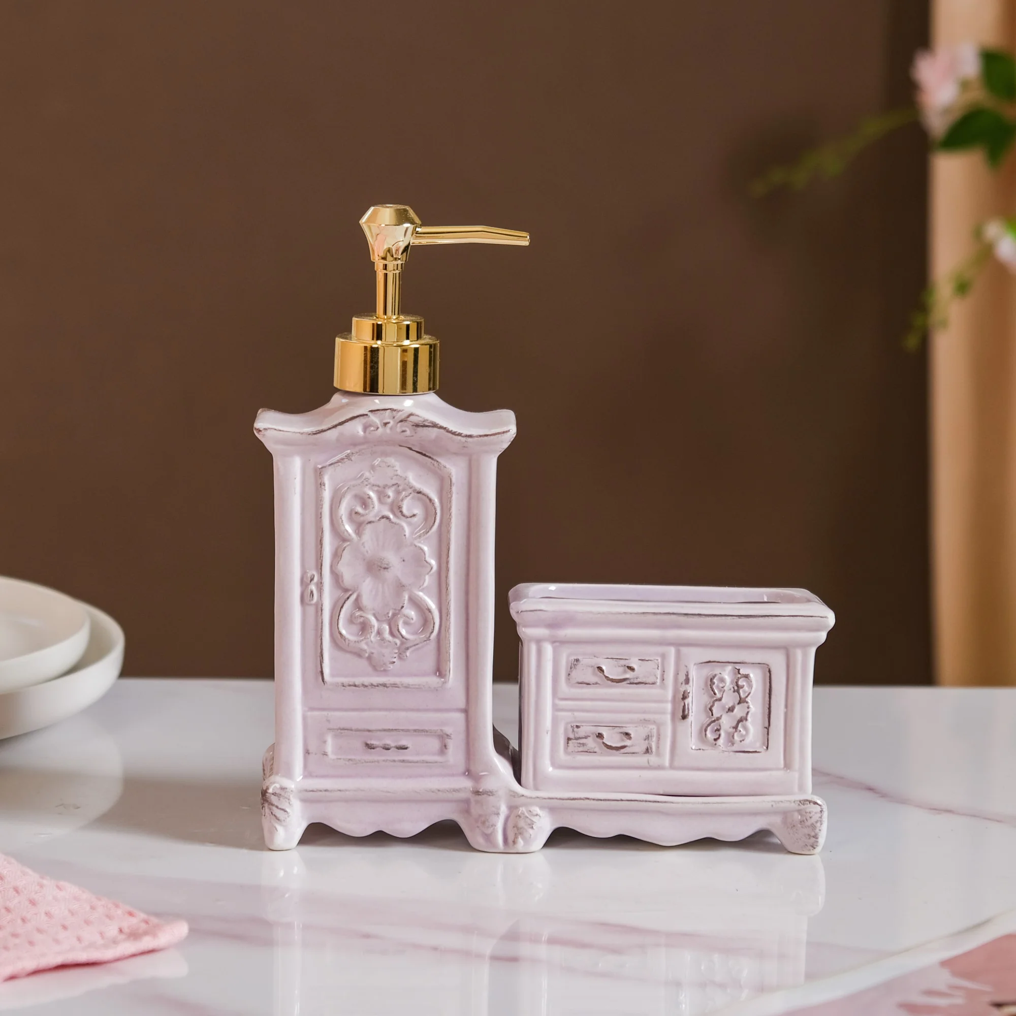 Retro Ceramic Liquid Dispenser Lavender