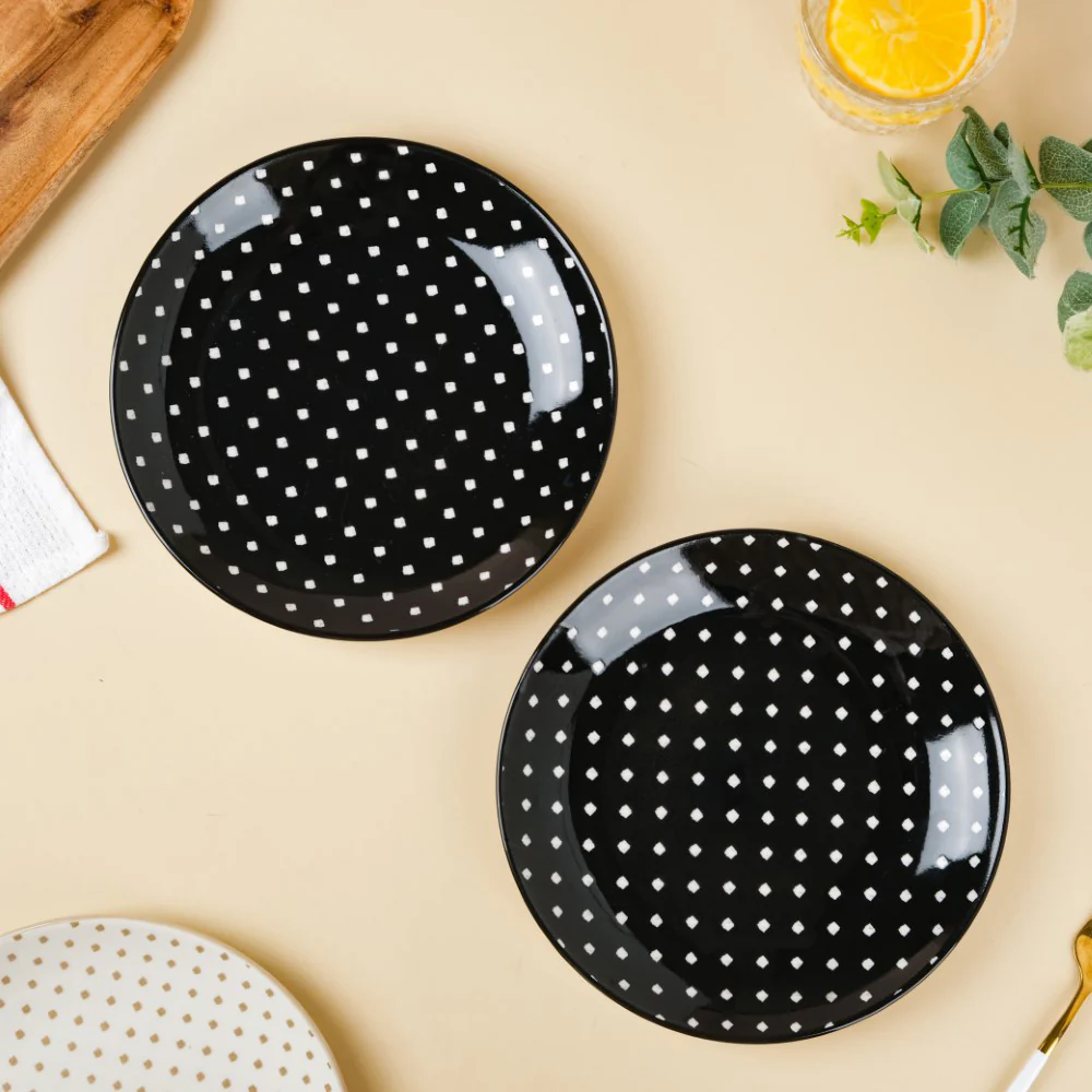 Retro Ceramic Snack Plate Black 7.5 Inch Set Of 2 - Image 3
