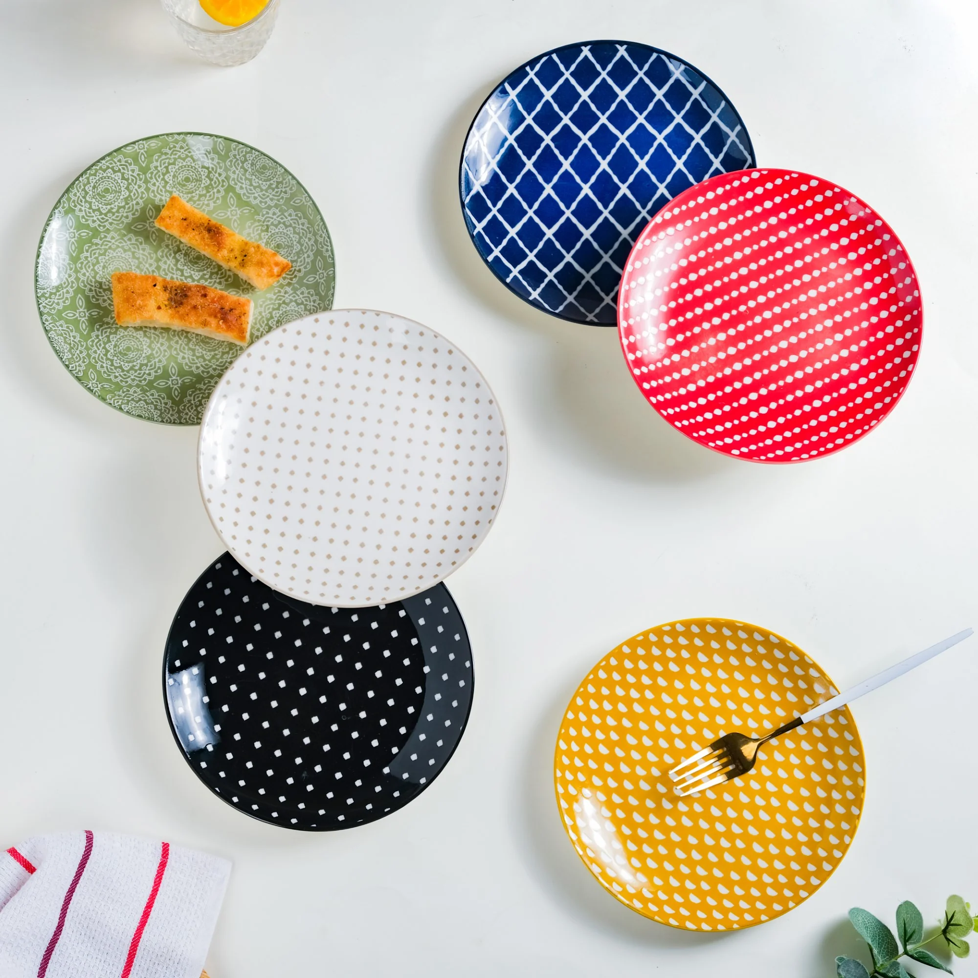 Retro Ceramic Snack Plate Black 7.5 Inch Set Of 2 - Image 9