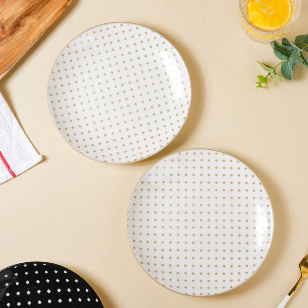 Retro White Ceramic Snack Plate 7.5 Inch Set Of 2 - Image 2