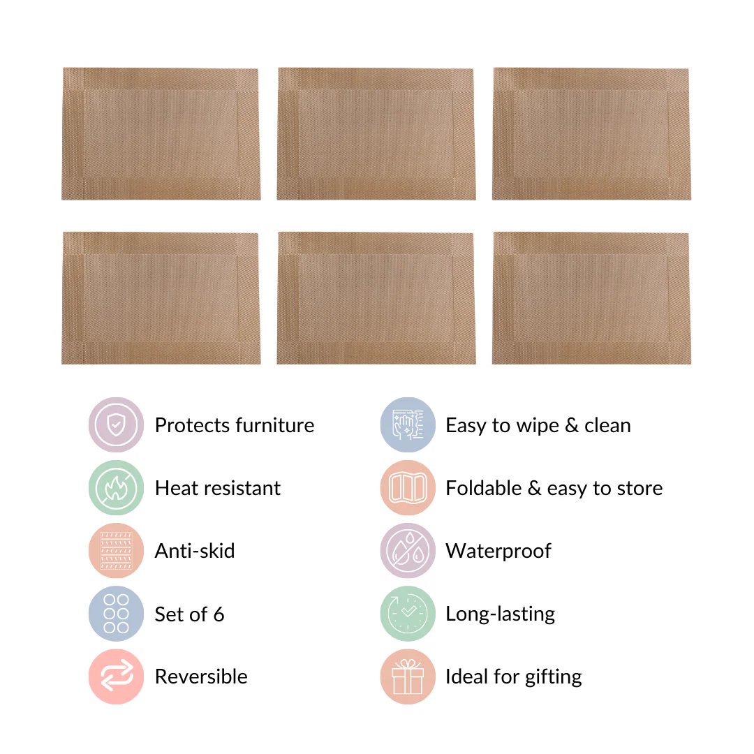 Reversible PVC Dining Table Mat Bronze Set Of 6 - Image 5