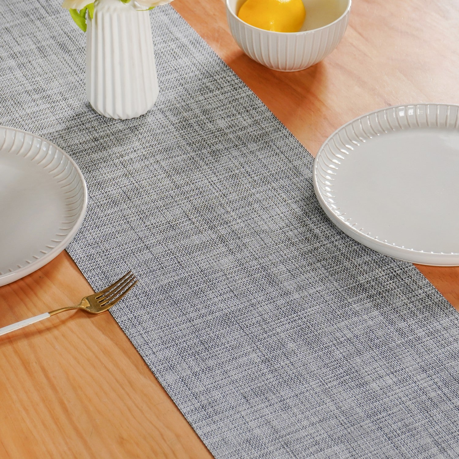 Reversible Washable Table Runner Grey 180x30cm - Image 5
