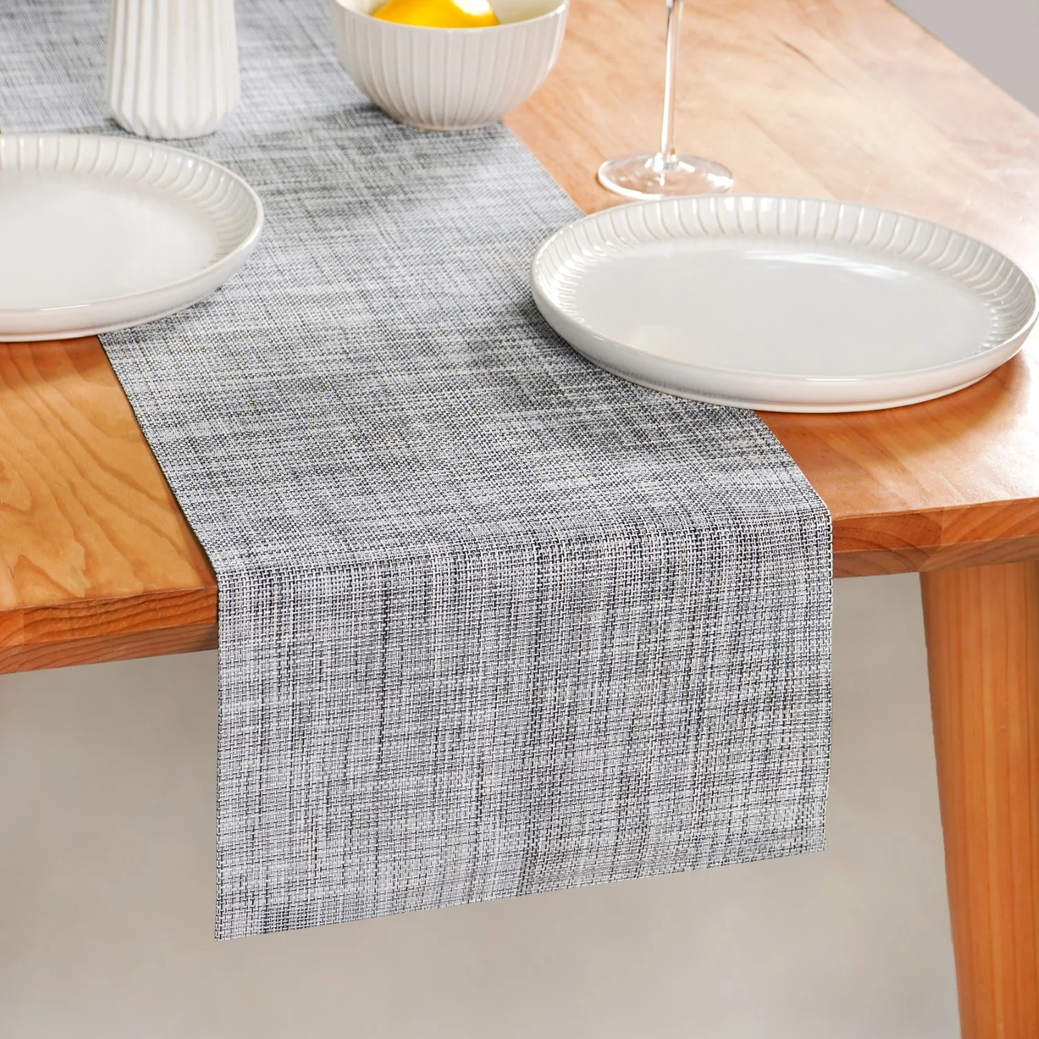 Reversible Washable Table Runner Grey 180x30cm - Image 7