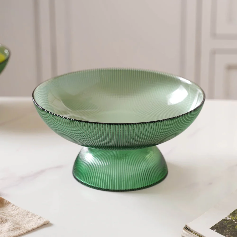 Ribbed Emerald Fruit Bowl Large - Image 5
