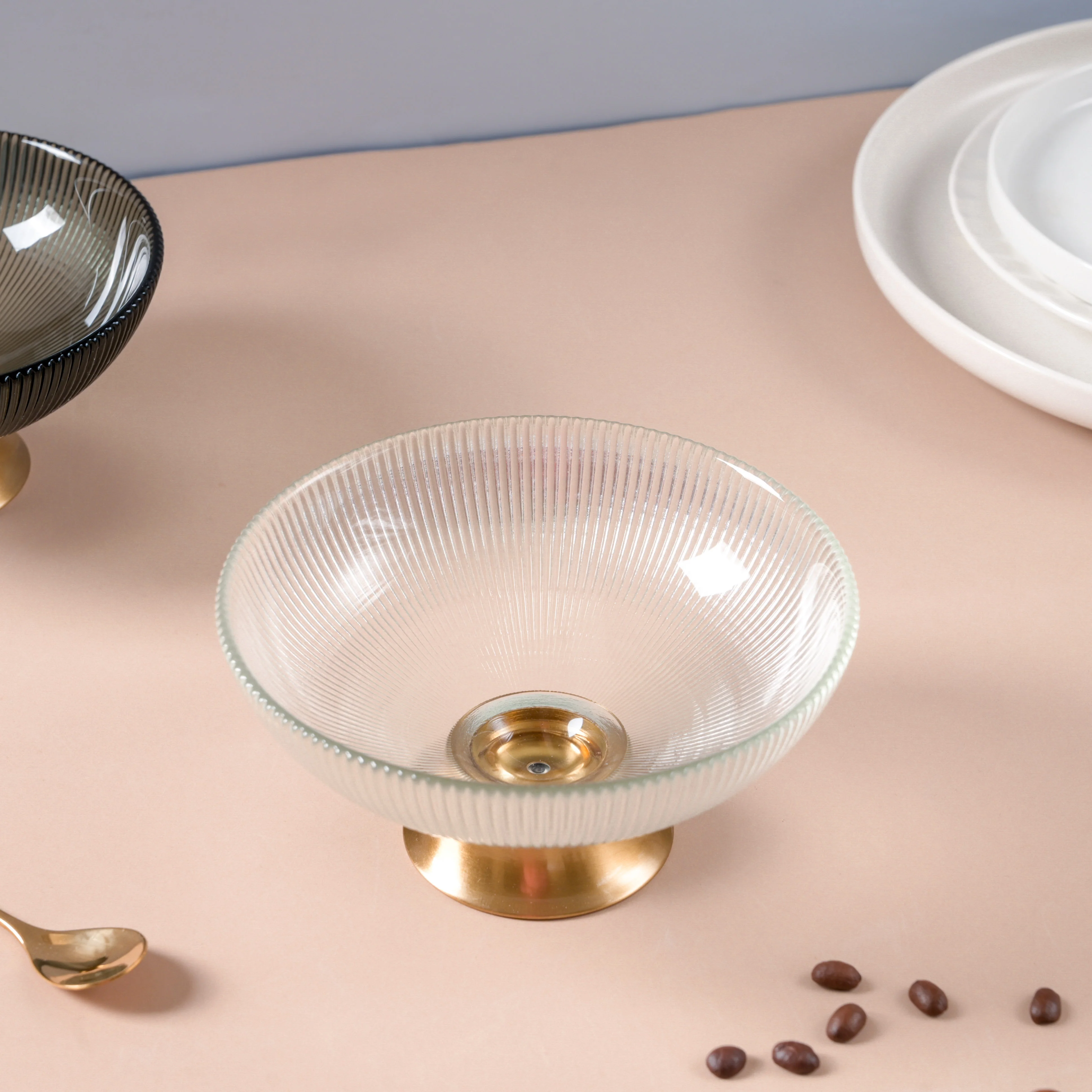 Ribbed Glass Decorative Bowl - Image 3