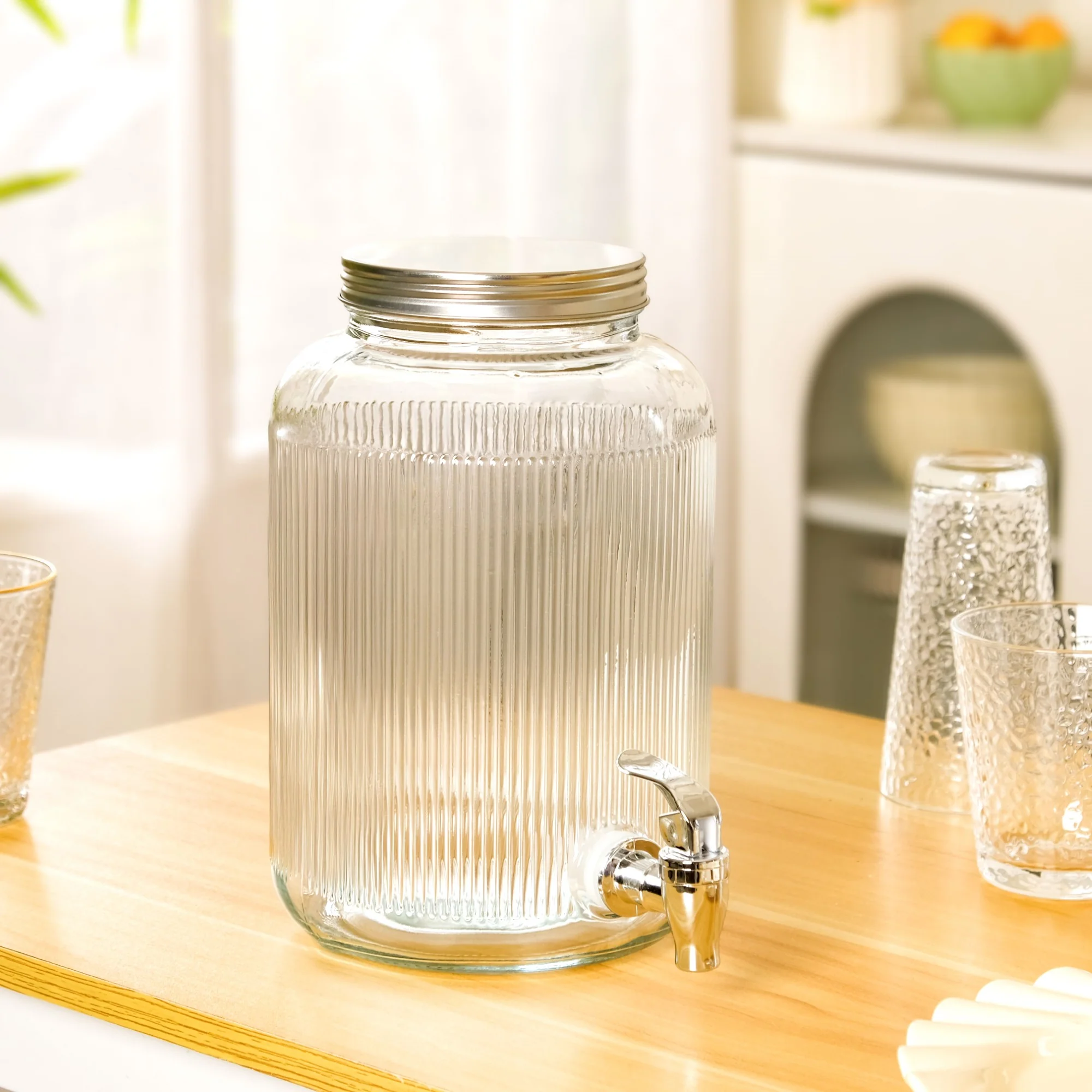 Ribbed Glass Drink Dispenser 3700ml - Image 7