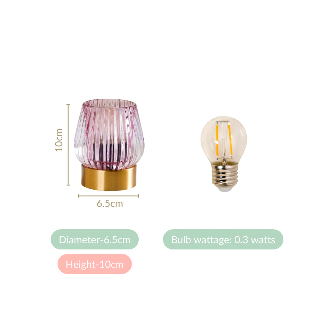 Ribbed Glass Tulip Battery LED Table Lamp - Image 4