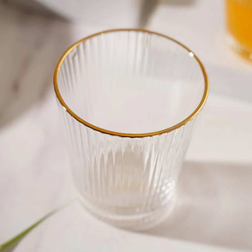 Ribbed Gold Rim Short Tumbler Set Of 6 250 ml - Image 10