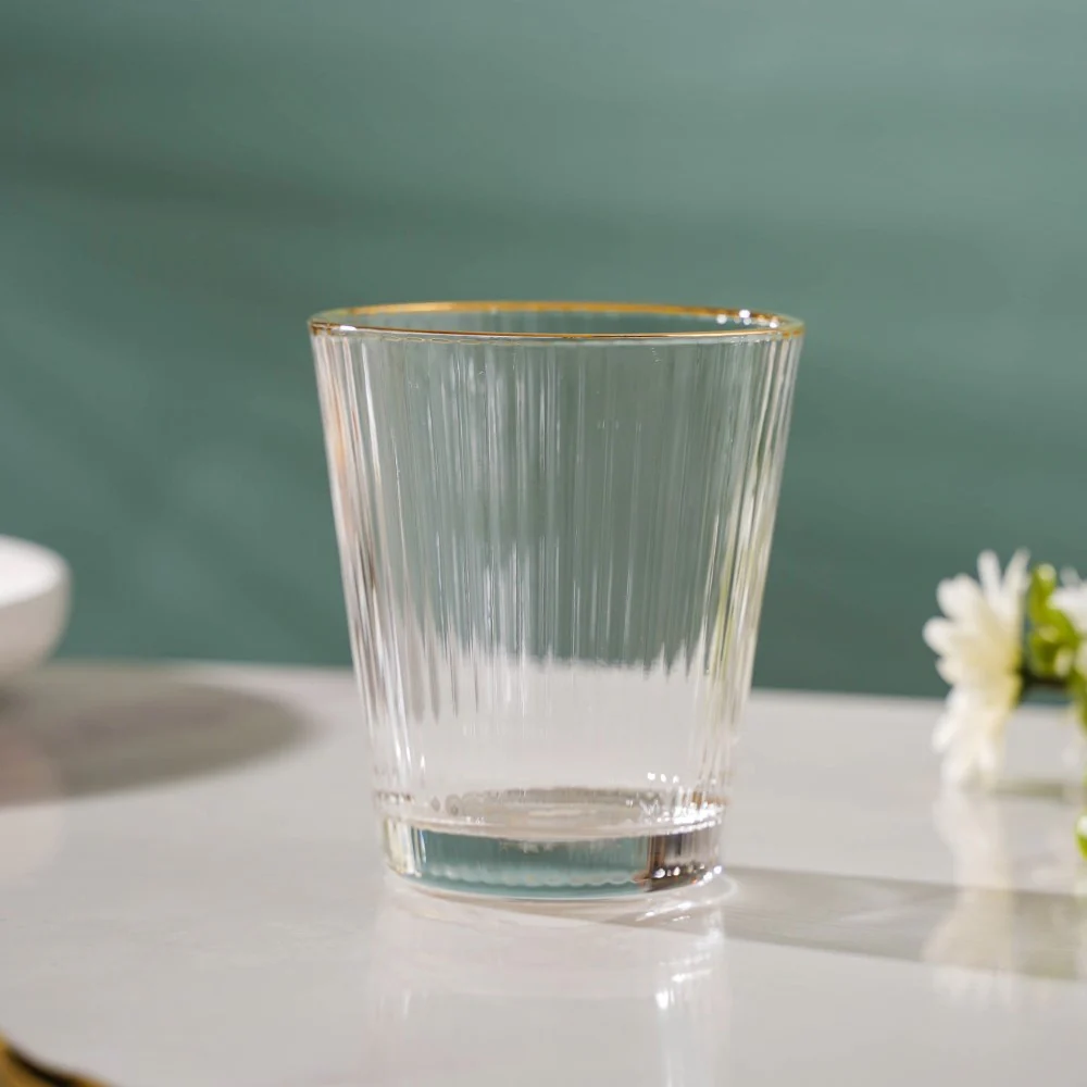 Ribbed Gold Rim Short Tumbler Set Of 6 250 ml - Image 11