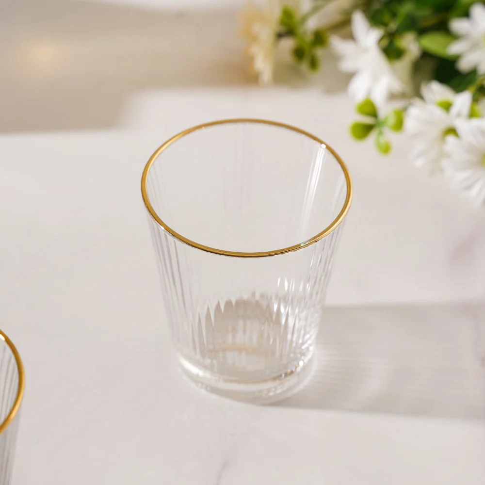 Ribbed Gold Rim Short Tumbler Set Of 6 250 ml - Image 6