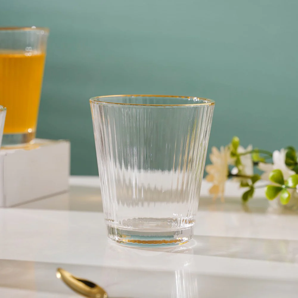 Ribbed Gold Rim Short Tumbler Set Of 6 250 ml - Image 8