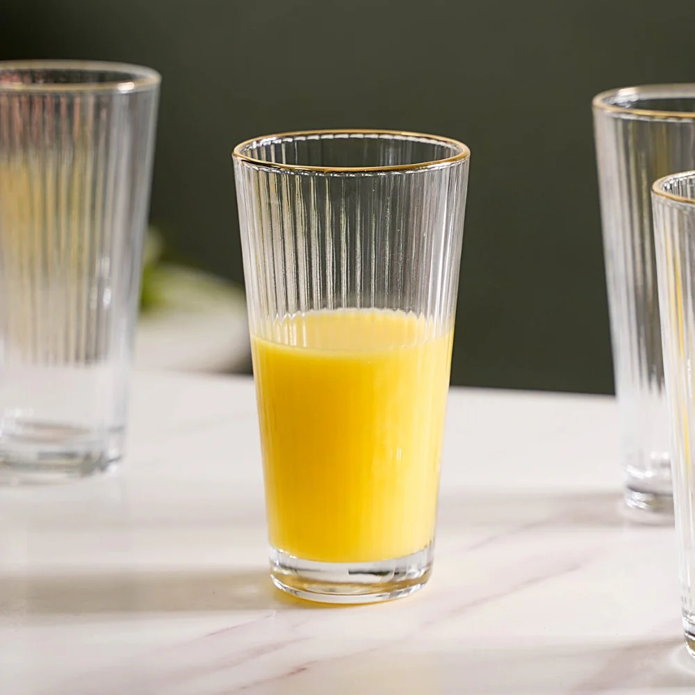 Ribbed Gold Rim Tall Tumbler Set Of 6 350 ml - Image 8