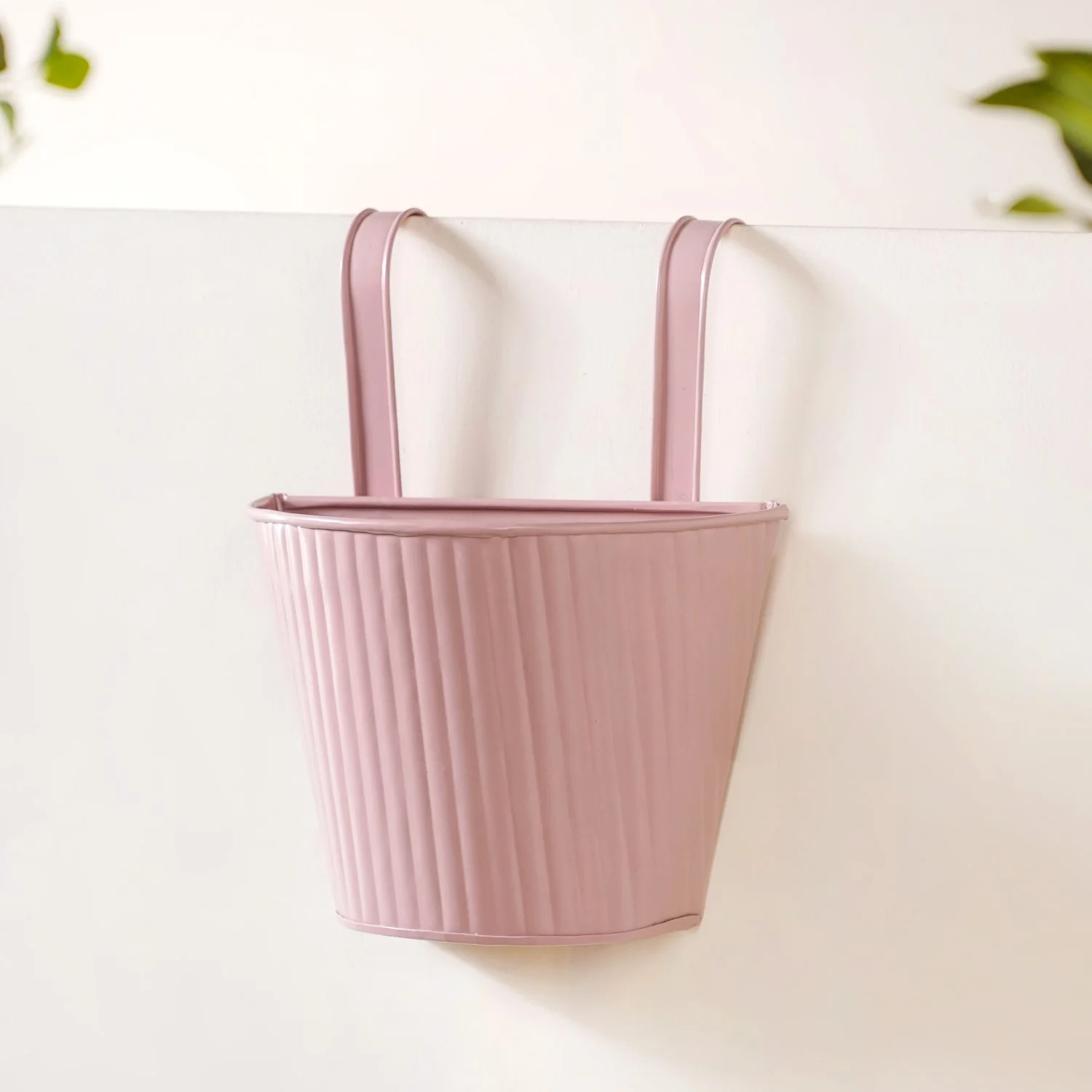 Ribbed Hanging Planter Set Of 2 Dusty Pink - Image 7