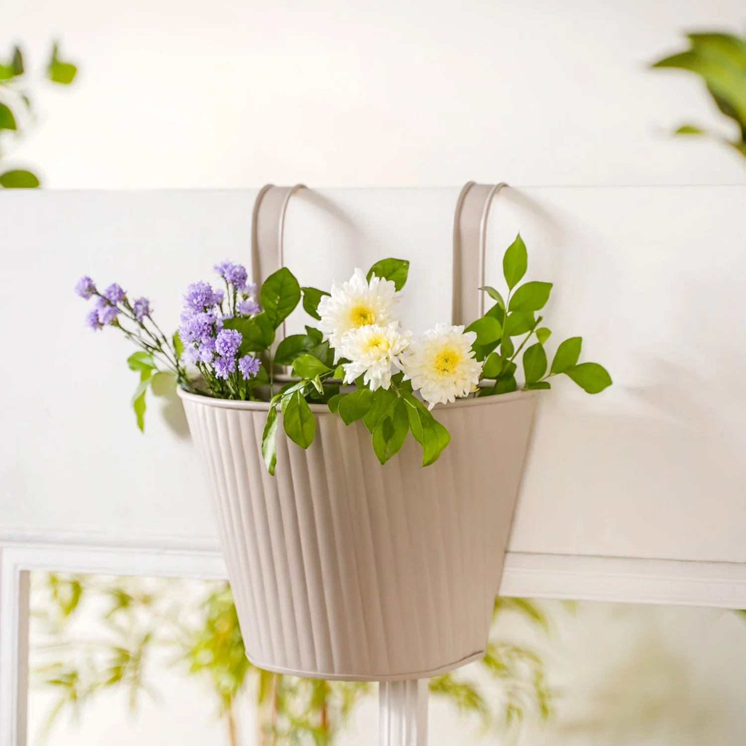 Ribbed Hanging Planter Set Of 2 Taupe - Image 5