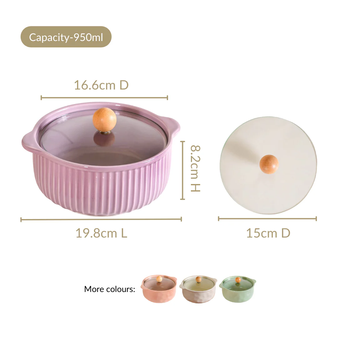 Ribbed Multifunctional Serving Bowl With Lid 950ml - Image 4