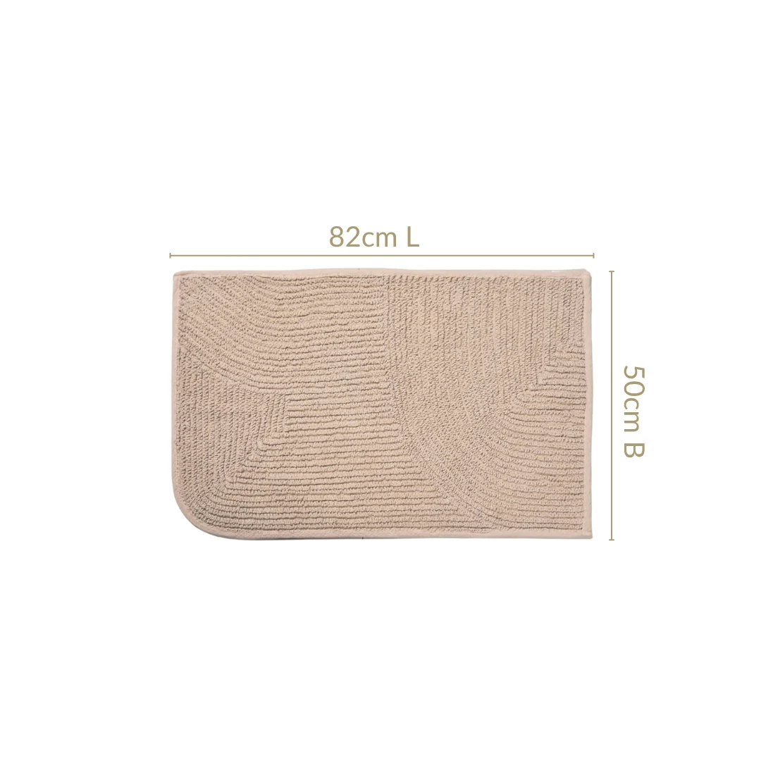 Ribbed Reversible Cotton Floor Mat Beige 82x50cm - Image 2