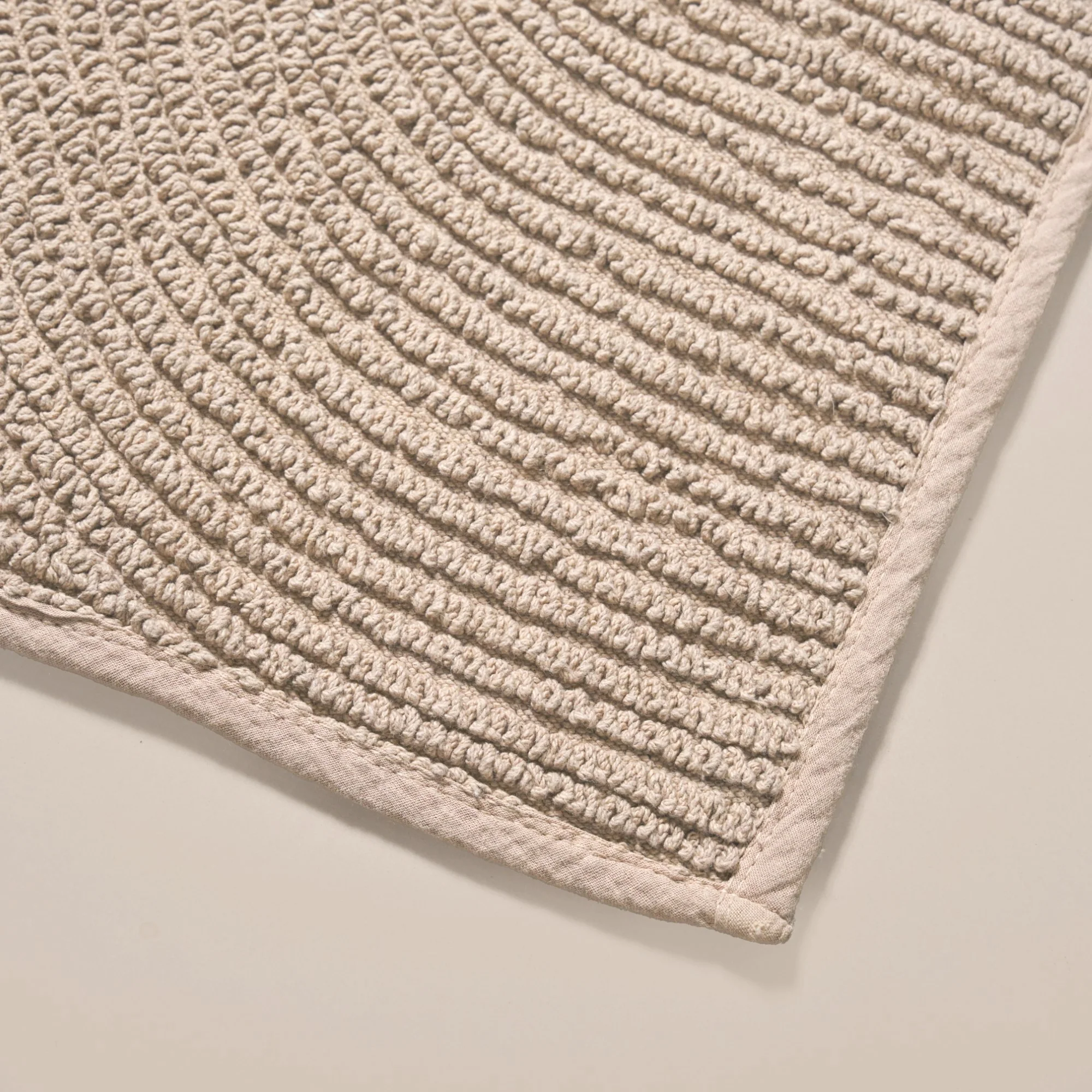 Ribbed Reversible Cotton Floor Mat Beige 82x50cm - Image 6