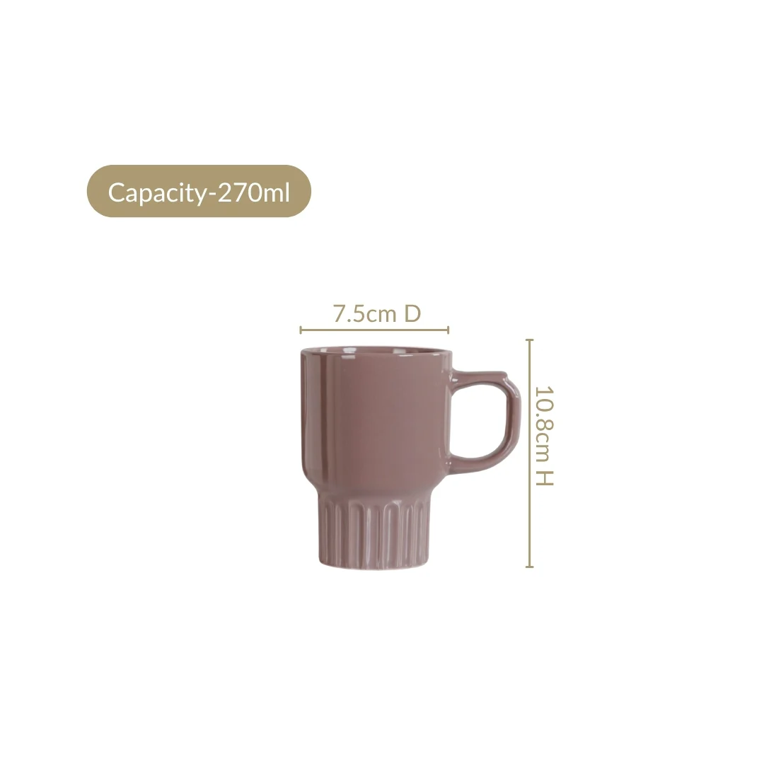 Ribelle Ceramic Stackable Mug Set Of 4 Taupe 270ml - Image 5