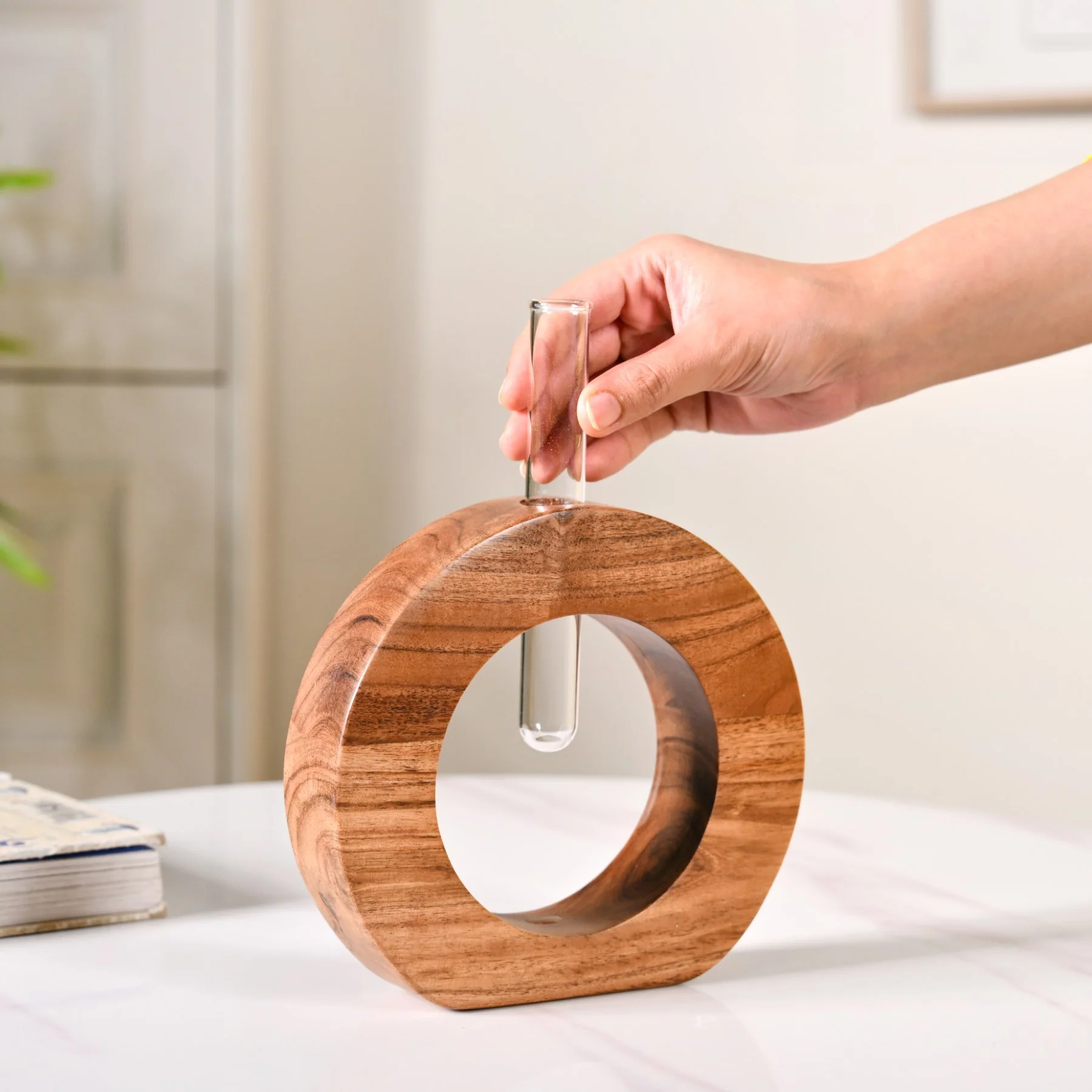 Ring Table Top Test Tube Wooden Vase - Image 2