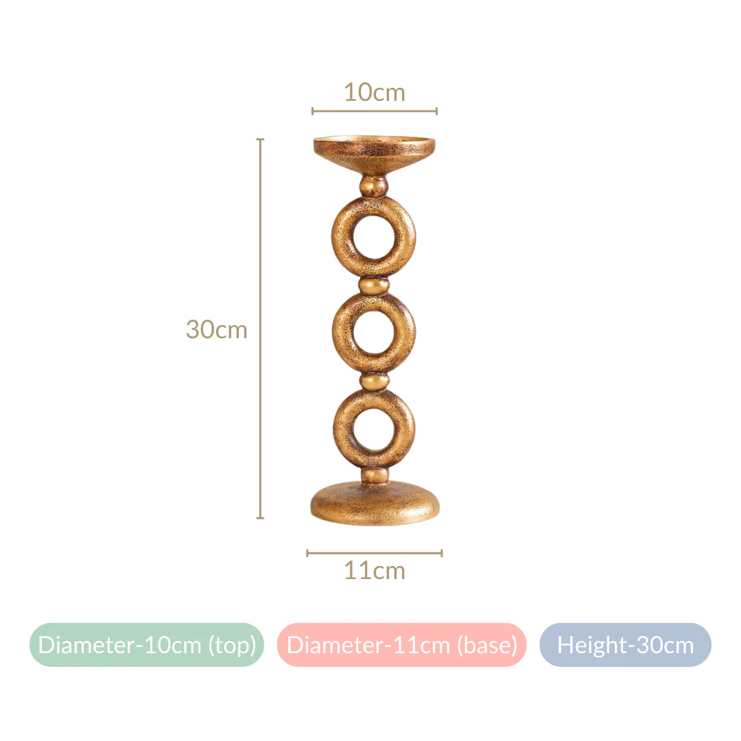 Rings Tall Candle Stand Antique Gold - Image 6