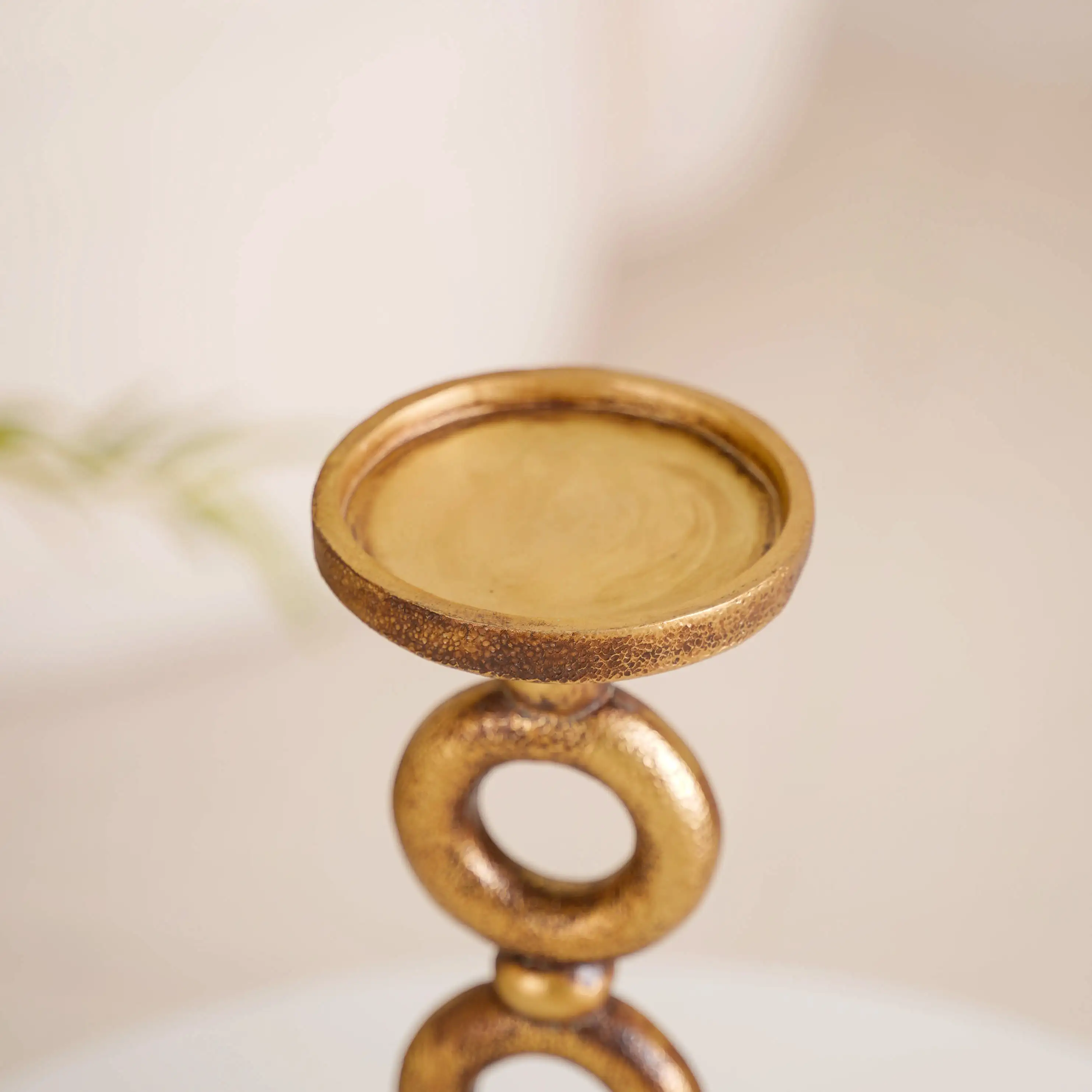 Rings Tall Candle Stand Antique Gold - Image 7