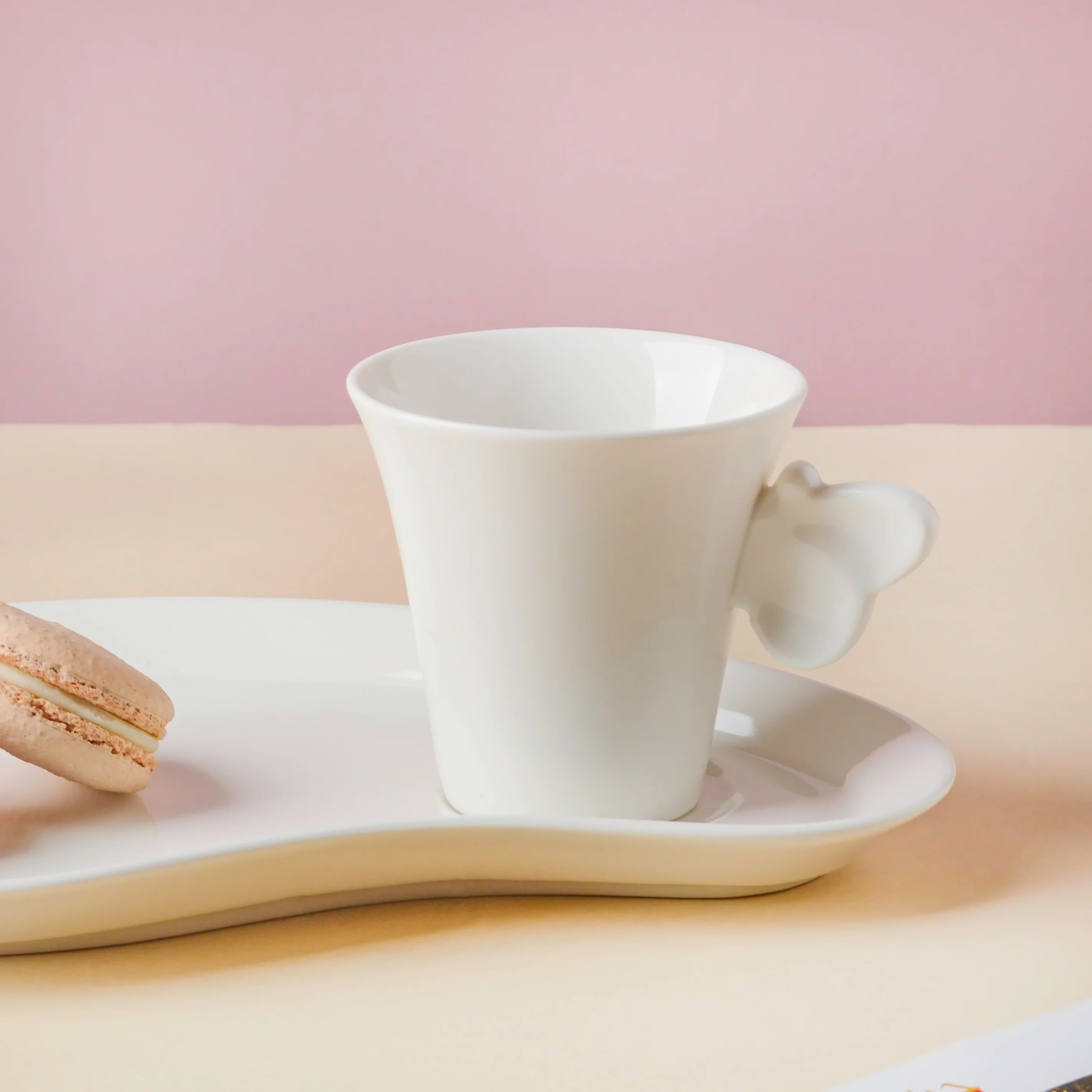 Riona Butterfly Snack Plate and Cup Set White - Image 5