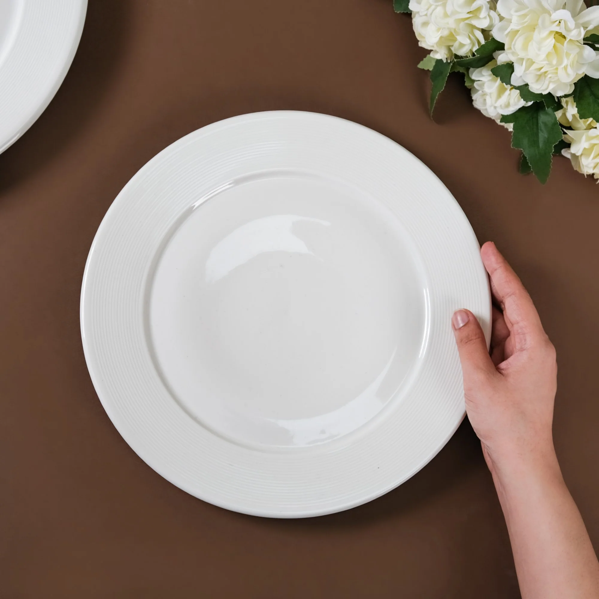 Riona Ceramic Dinner Plate White 10 Inch - Image 2