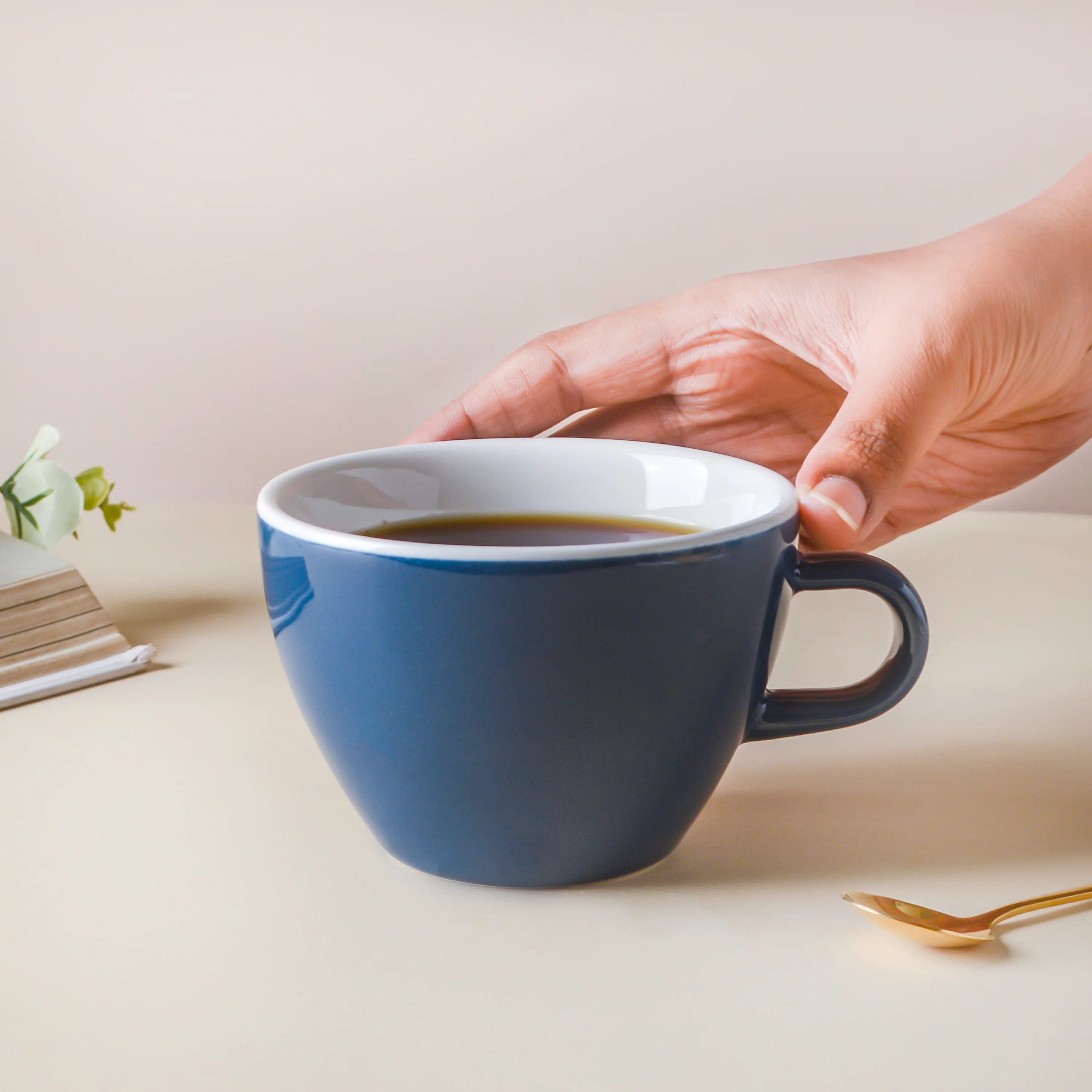 Riona Ceramic Teacup Dark Blue - Image 2