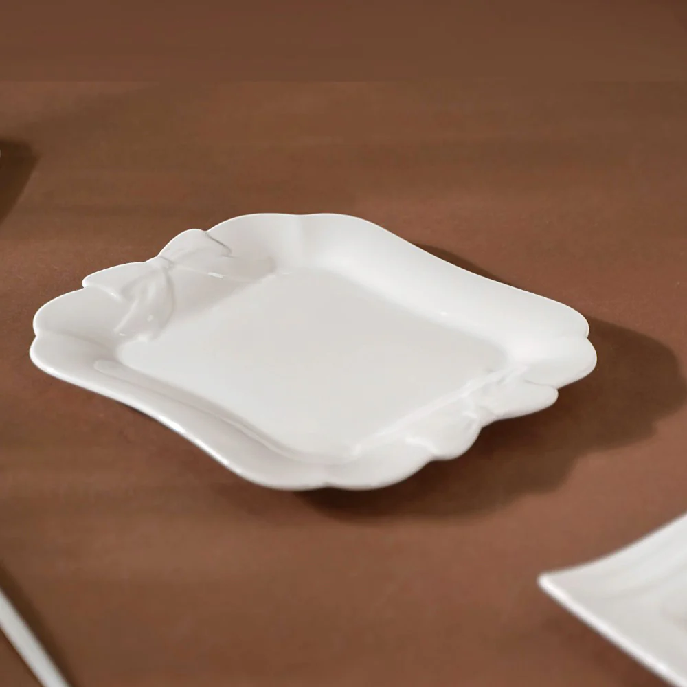 Riona Ceramic Vintage Platter White 9 Inch