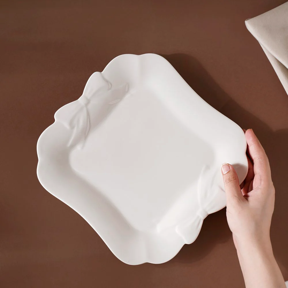 Riona Ceramic Vintage Platter White 9 Inch - Image 2