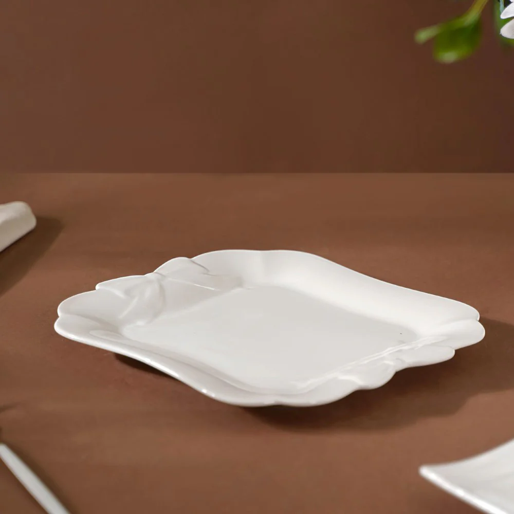 Riona Ceramic Vintage Platter White 9 Inch - Image 3