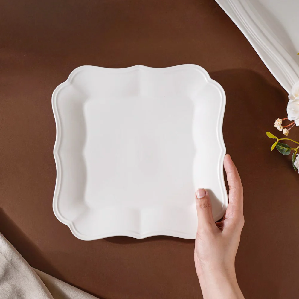 Riona Ceramic Vintage Platter White 8 Inch - Image 2