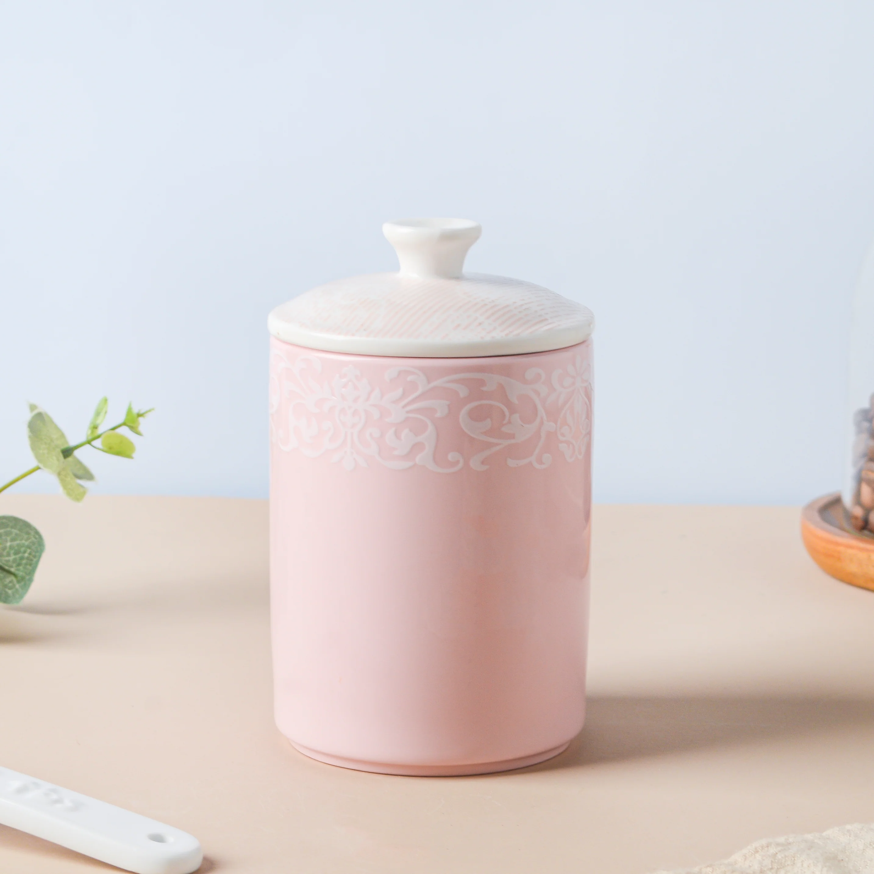 Riona Floral Ceramic Canister Pink