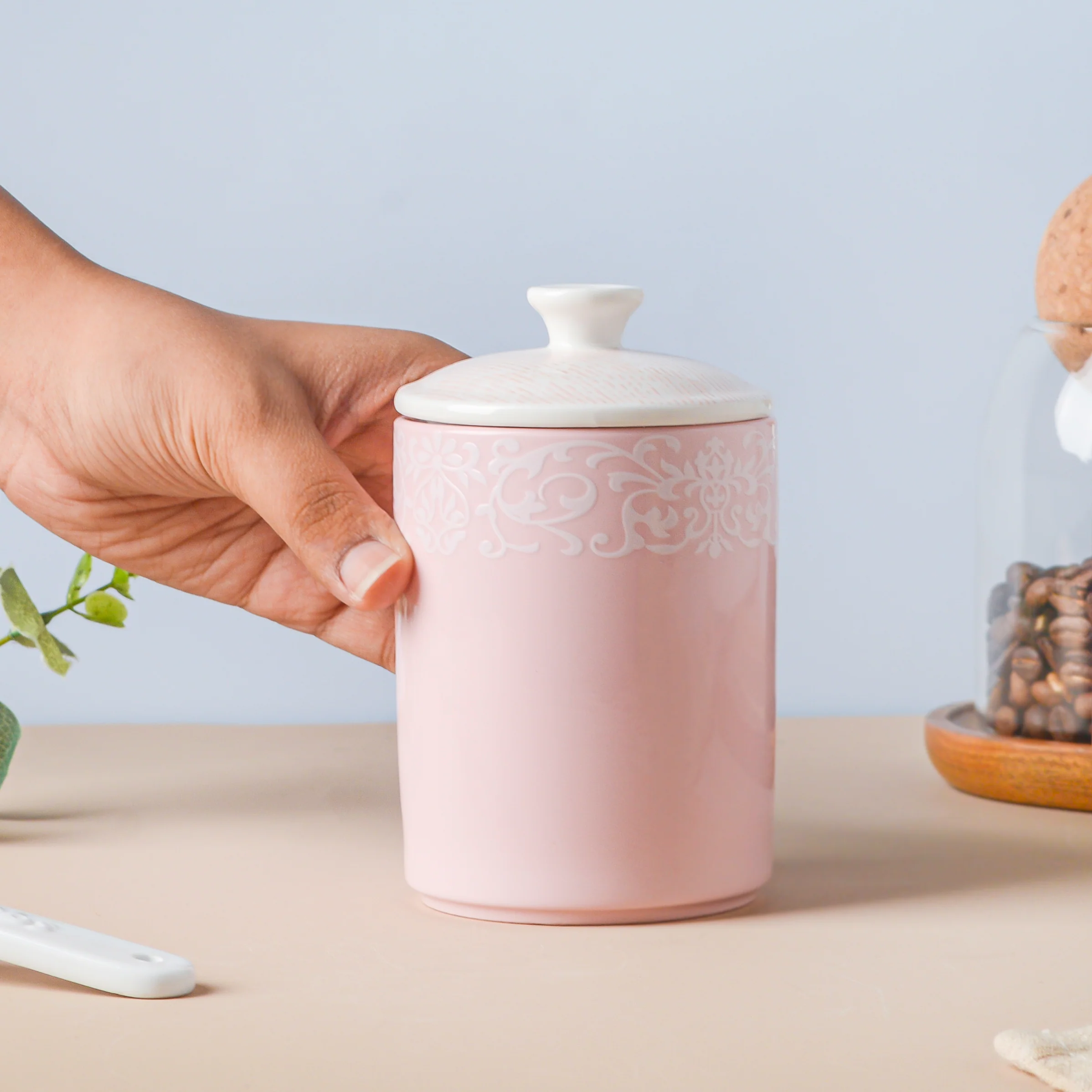 Riona Floral Ceramic Canister Pink - Image 4