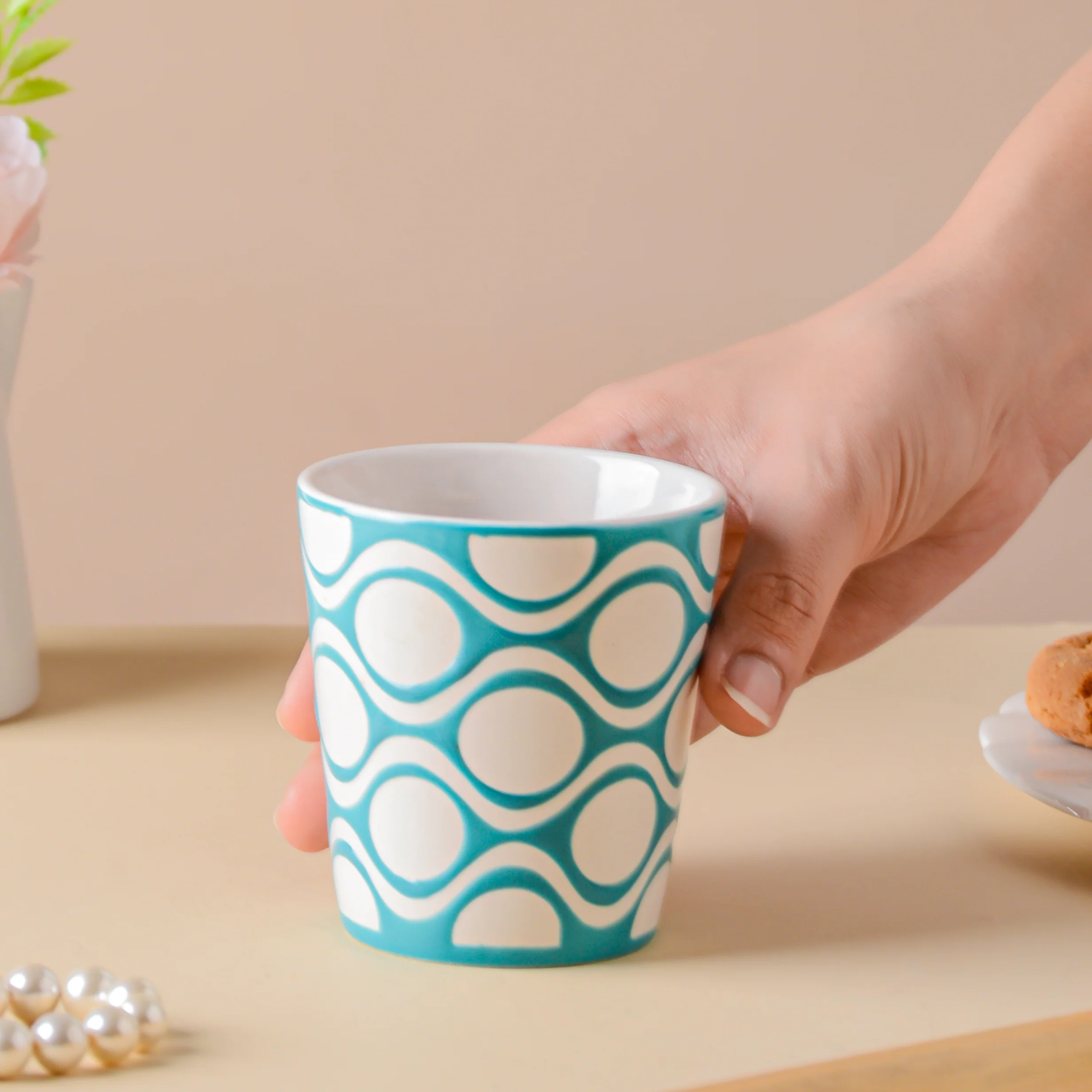Riona Patterned Tumbler White Blue - Image 2