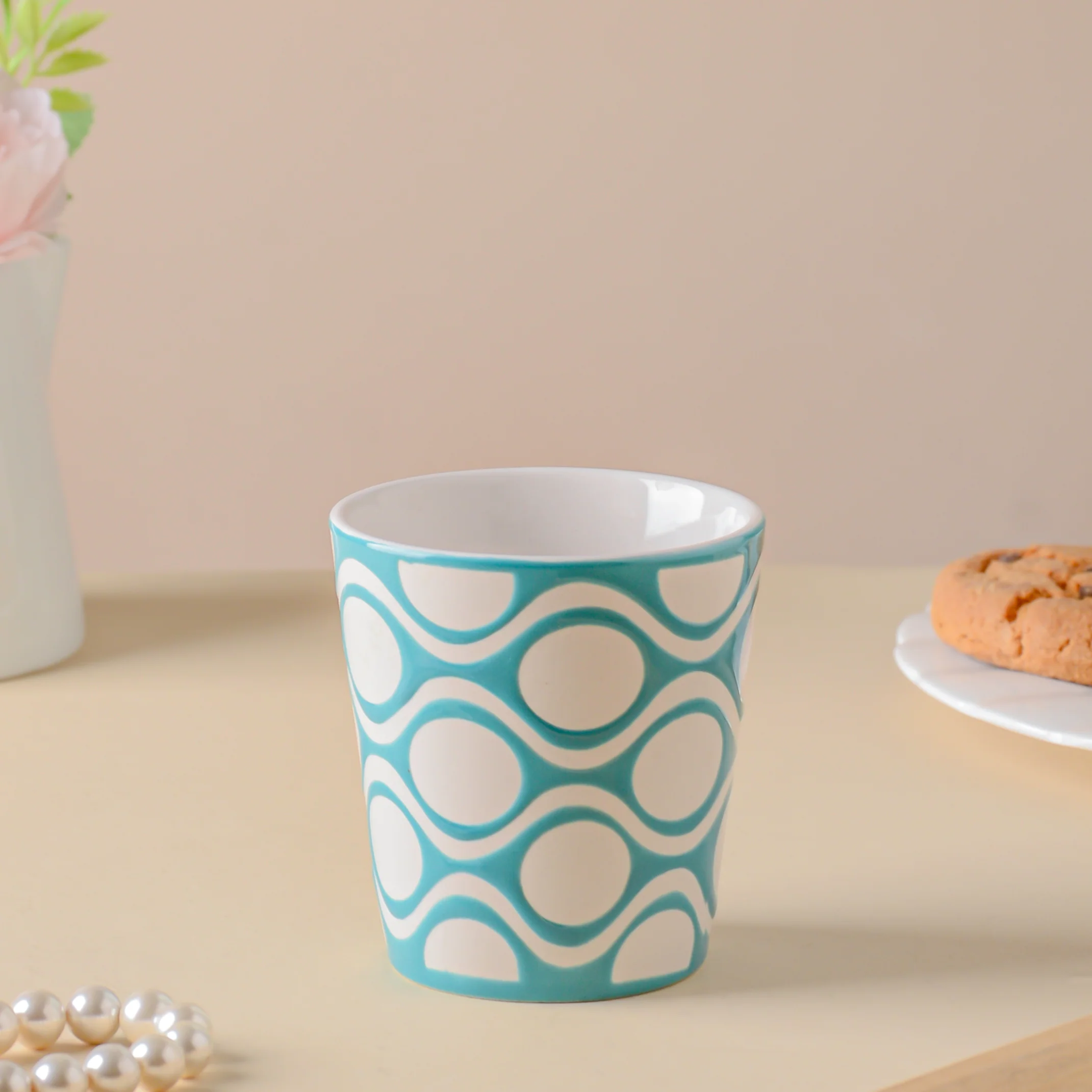 Riona Patterned Tumbler White Blue - Image 4