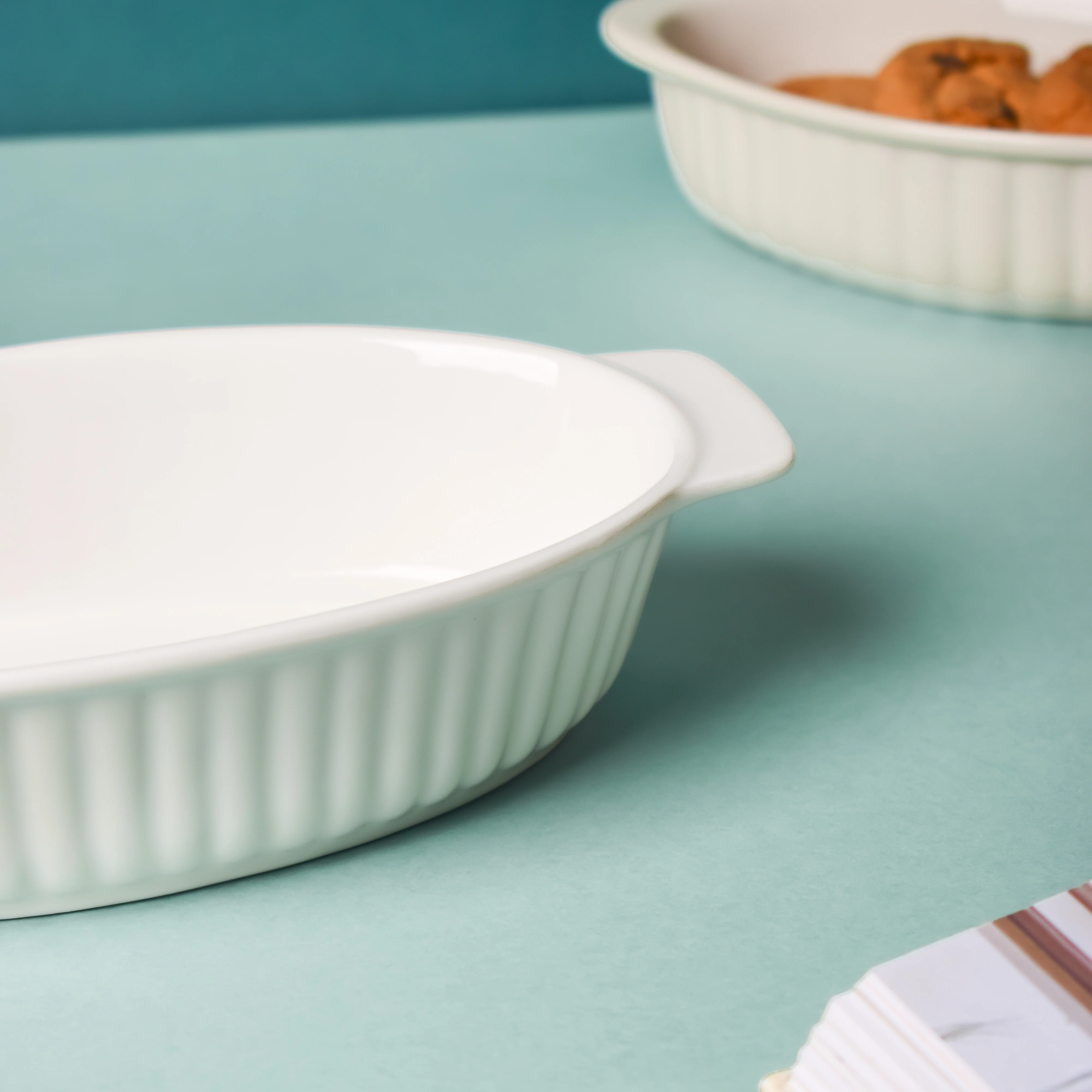 Riona Ribbed Baking Dish White 8 Inch - Image 4