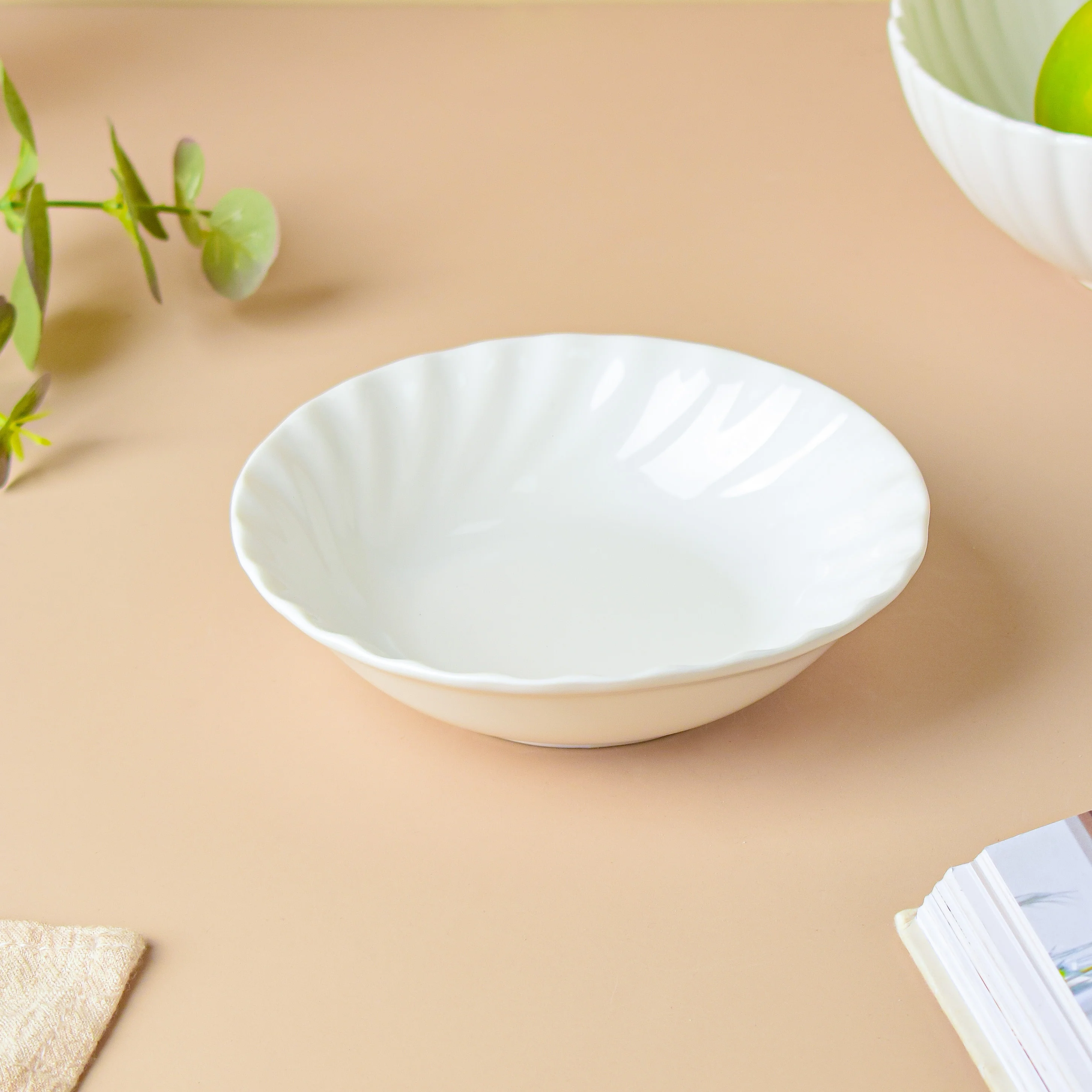 Riona Textured Ceramic Snack Bowl White 250 ml