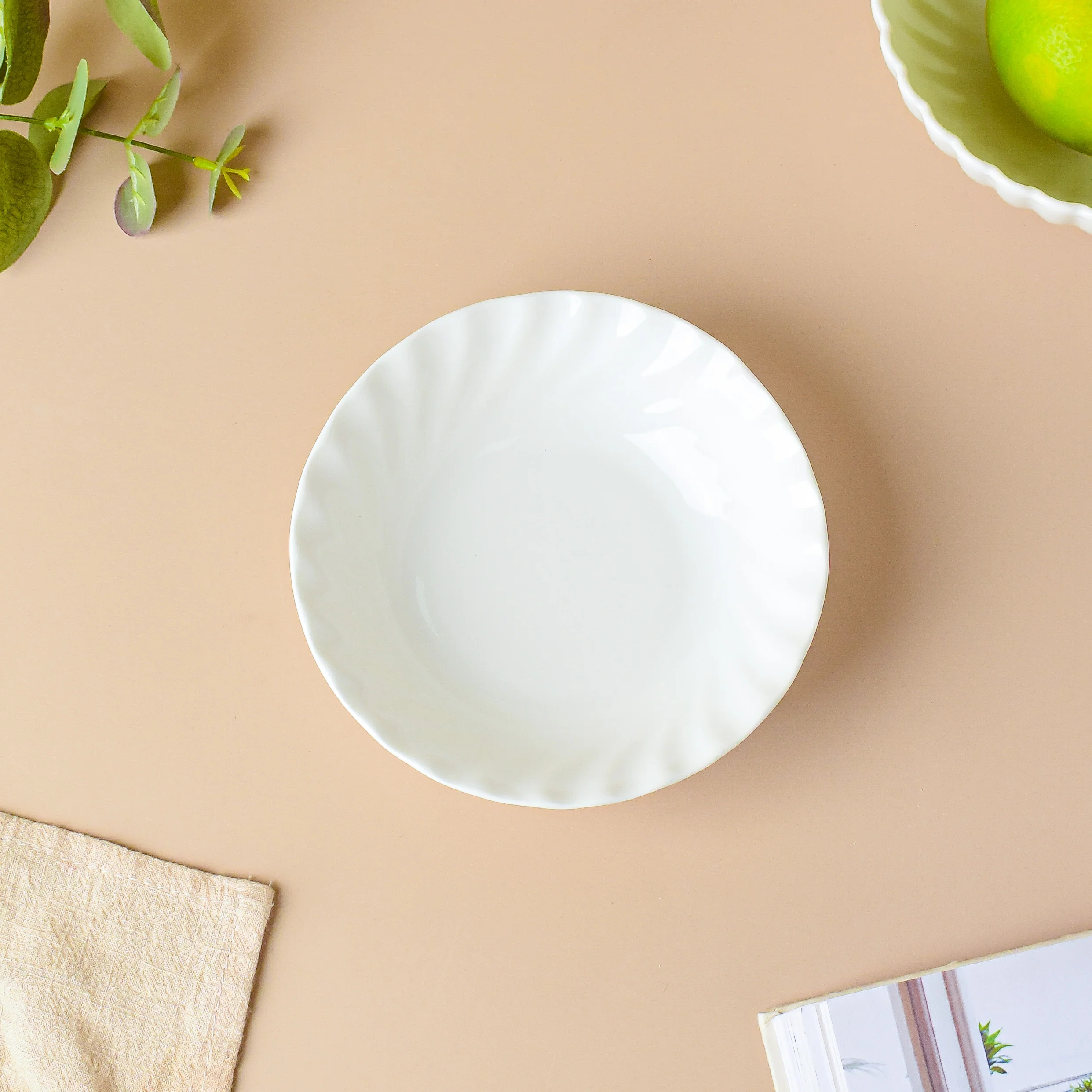 Riona Textured Ceramic Snack Bowl White 250 ml - Image 3