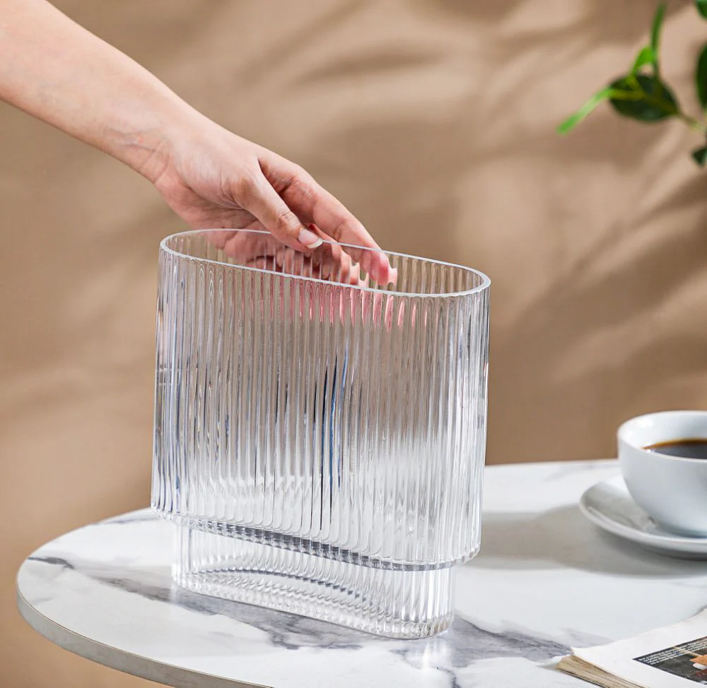 Ripple Modern Glass Vase 8 Inch - Image 3