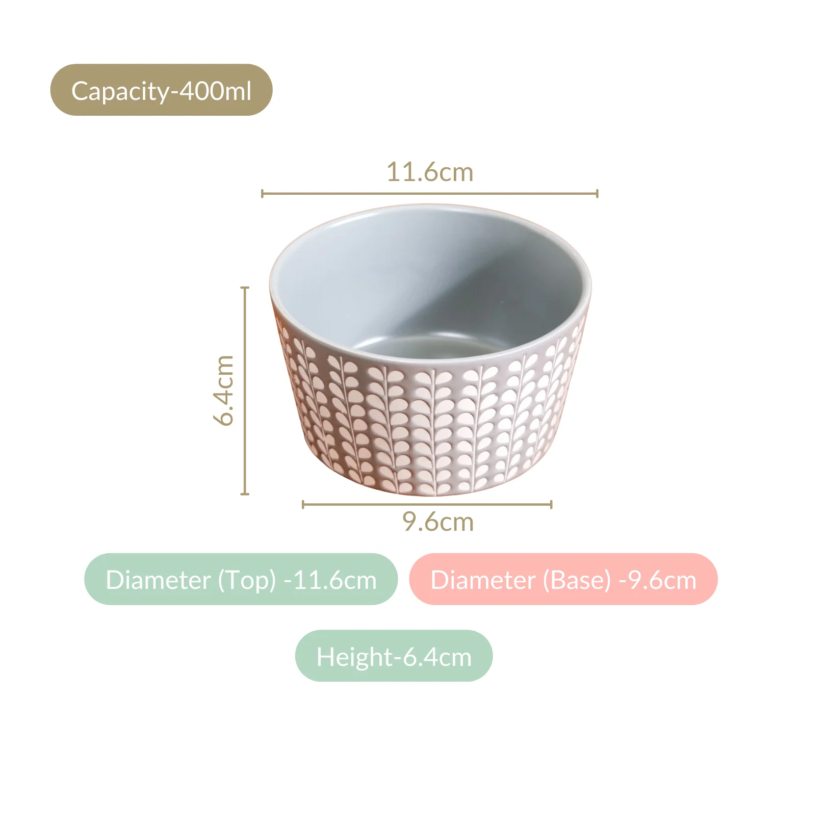 Robinia Ceramic Bowl For Snacks Set Of 6 400ml - Image 4